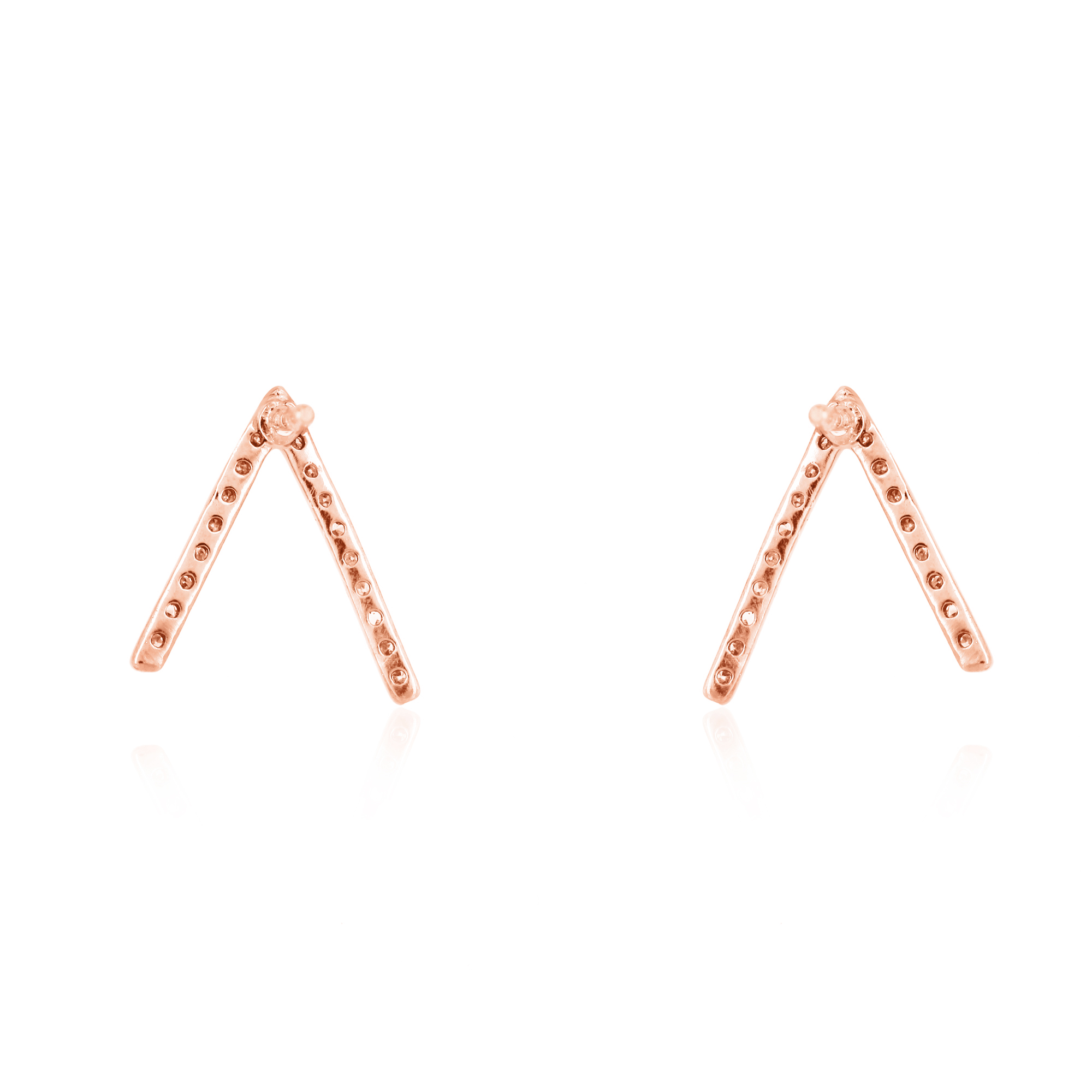 Sterling Silver Diamond V Studs
