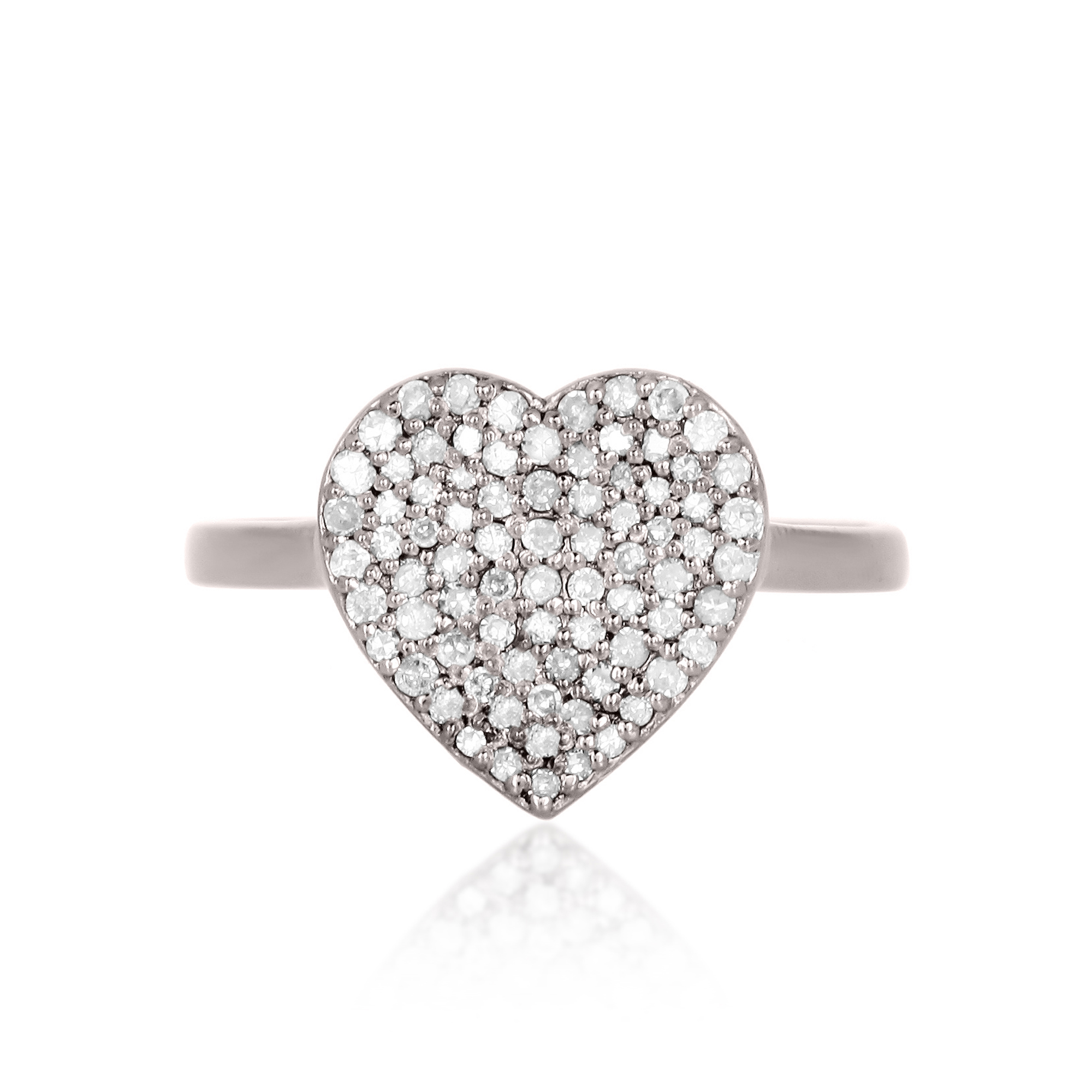 Sterling Silver Heart Diamond Ring