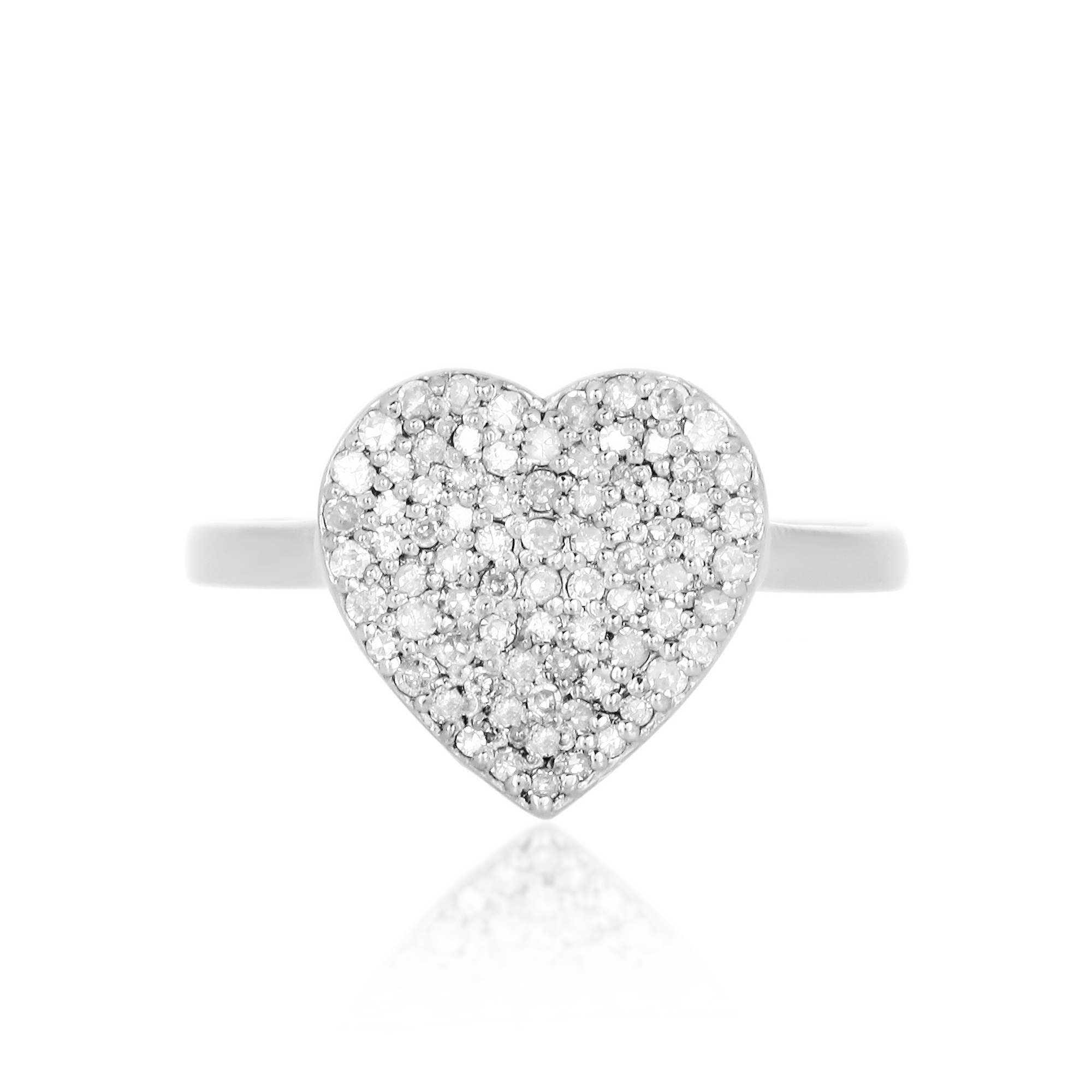 Sterling Silver Heart Diamond Ring