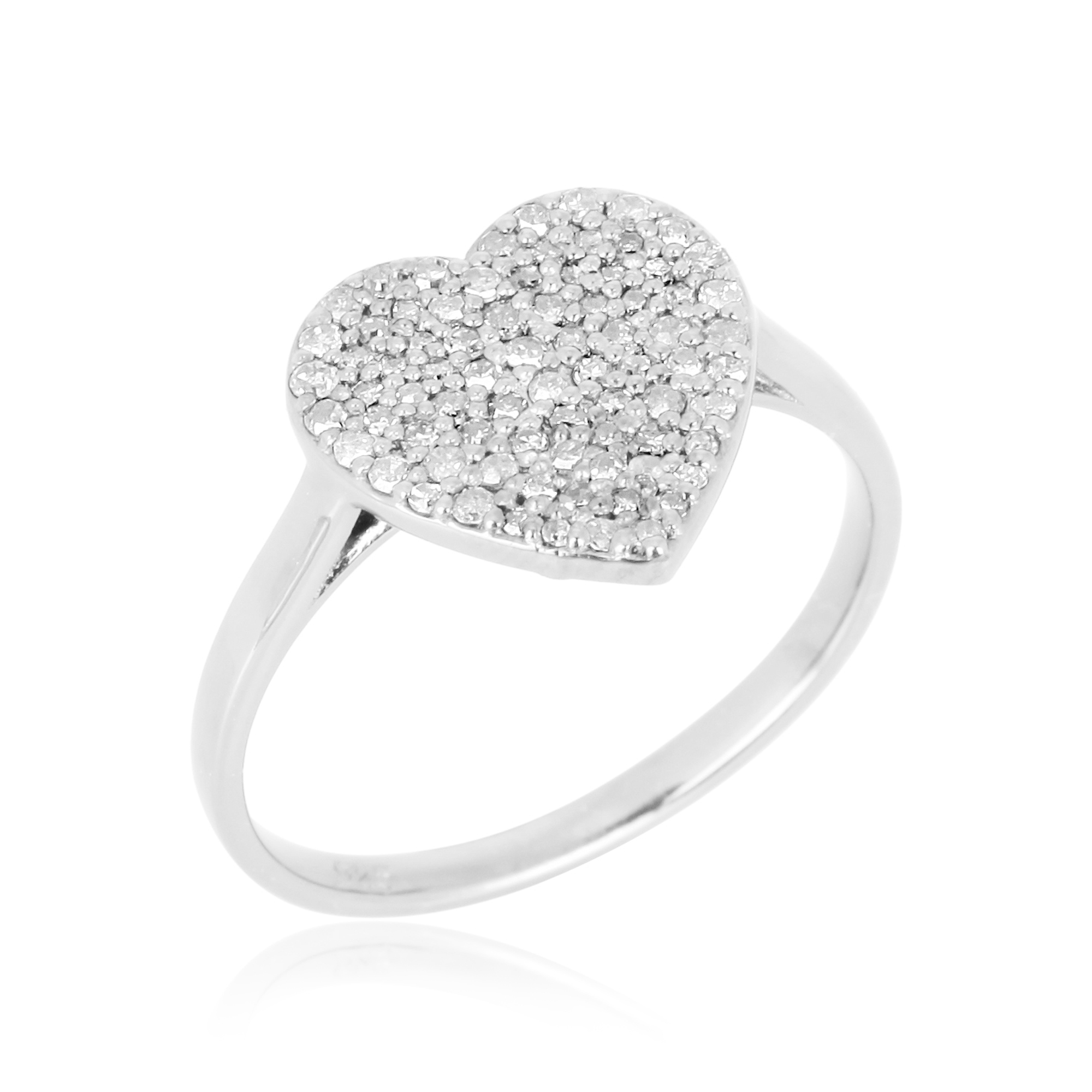 Sterling Silver Heart Diamond Ring