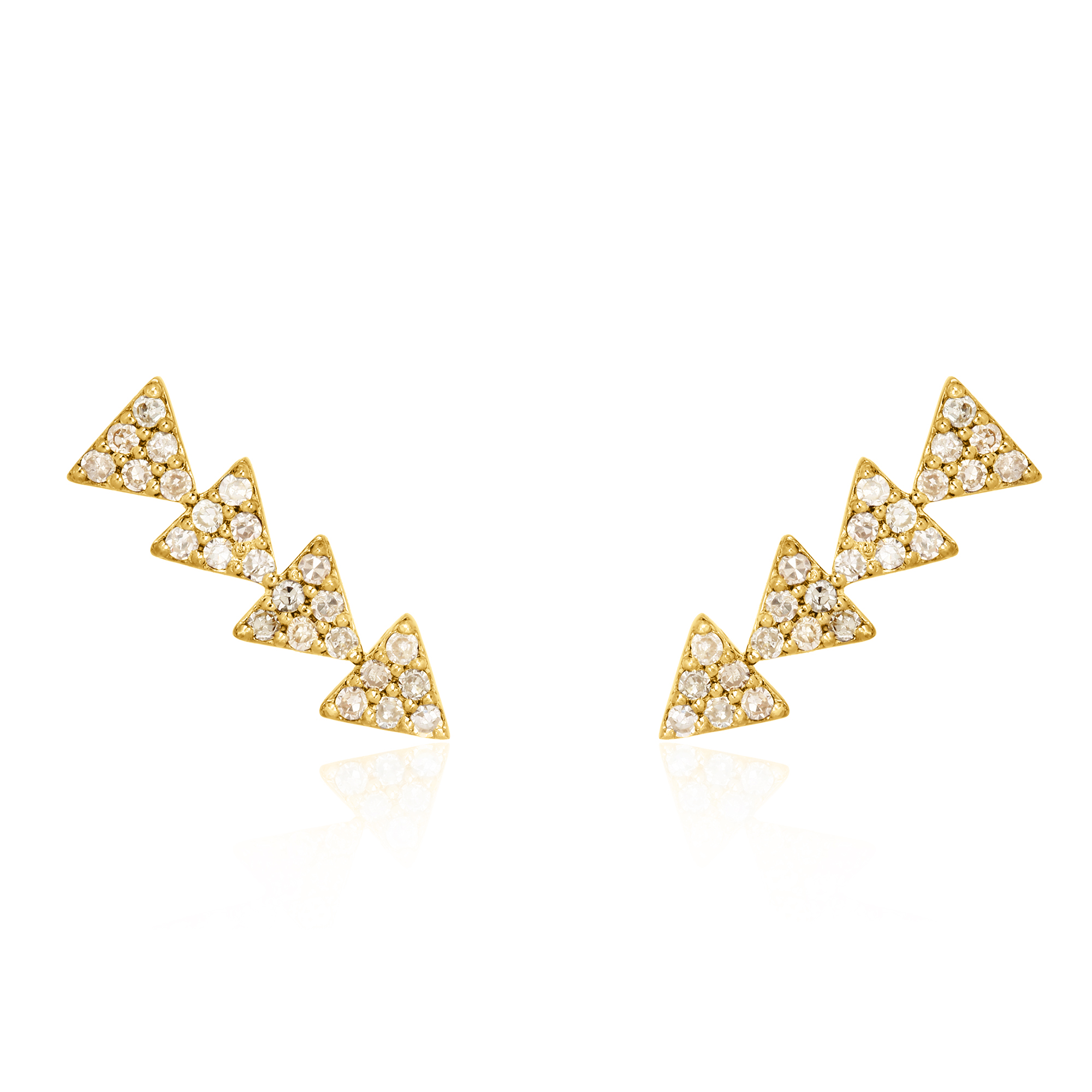 Yellow Gold Diamond Triangle Climber Earrings