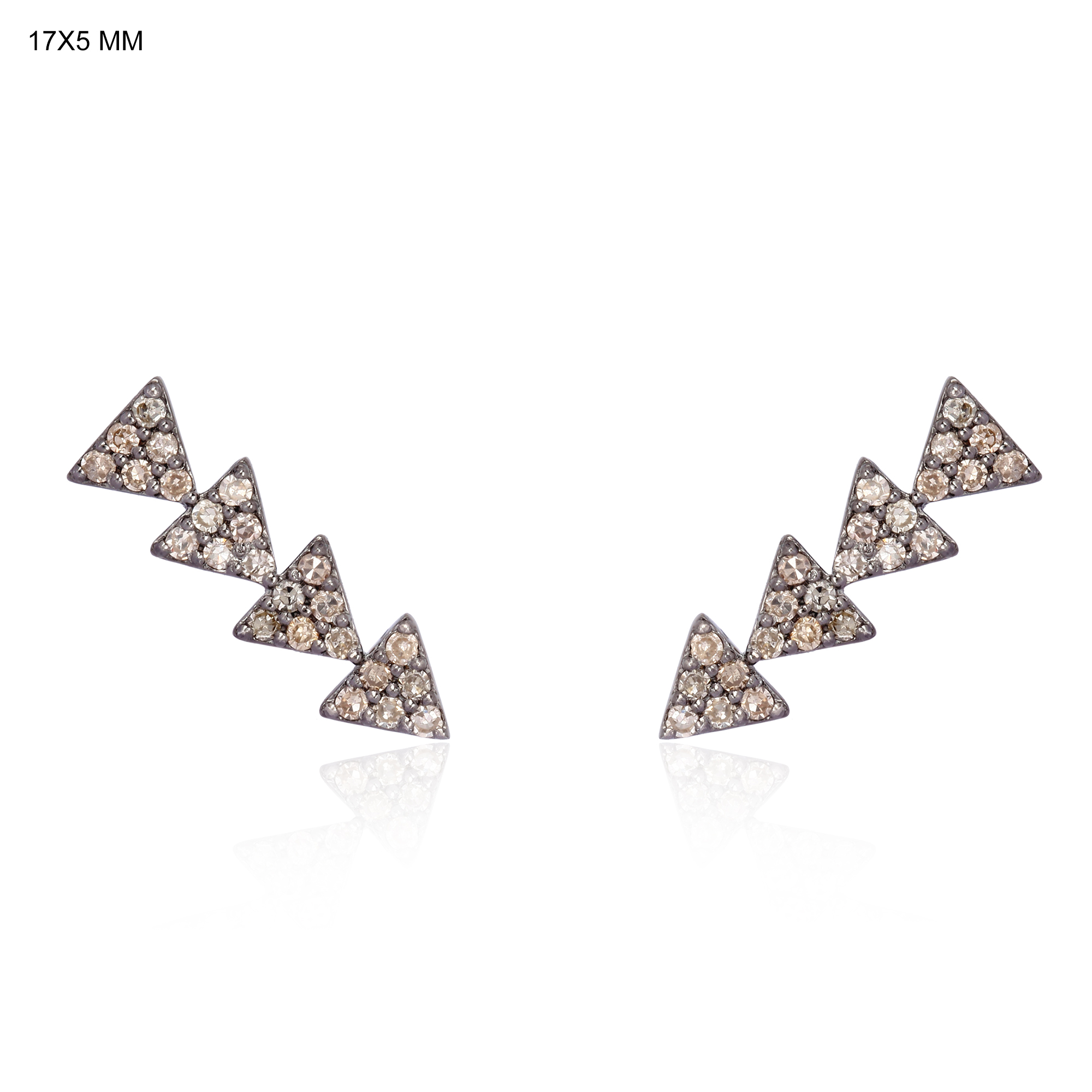 Sterling Silver Diamond Triangle Climber Earrings
