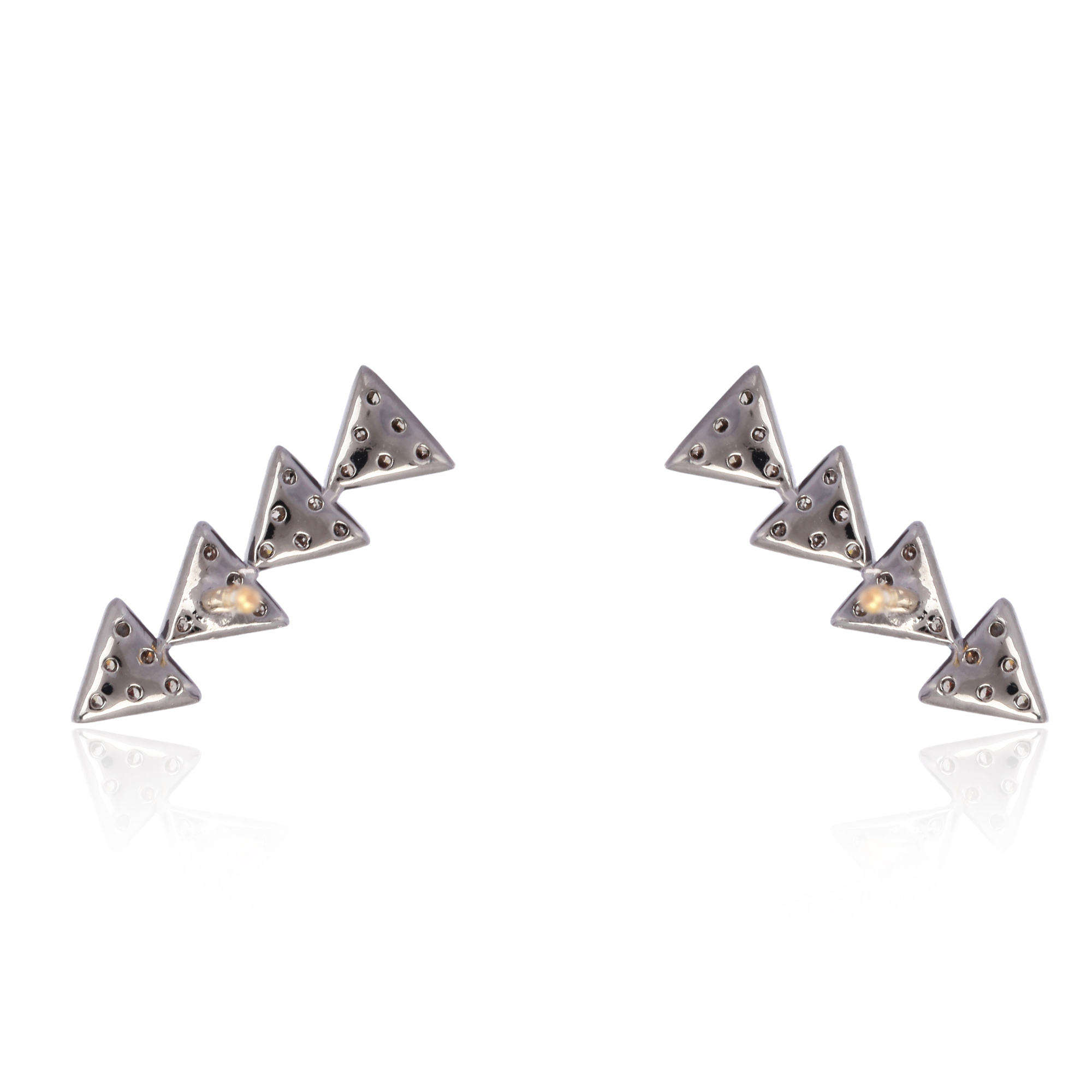 Sterling Silver Diamond Triangle Climber Earrings