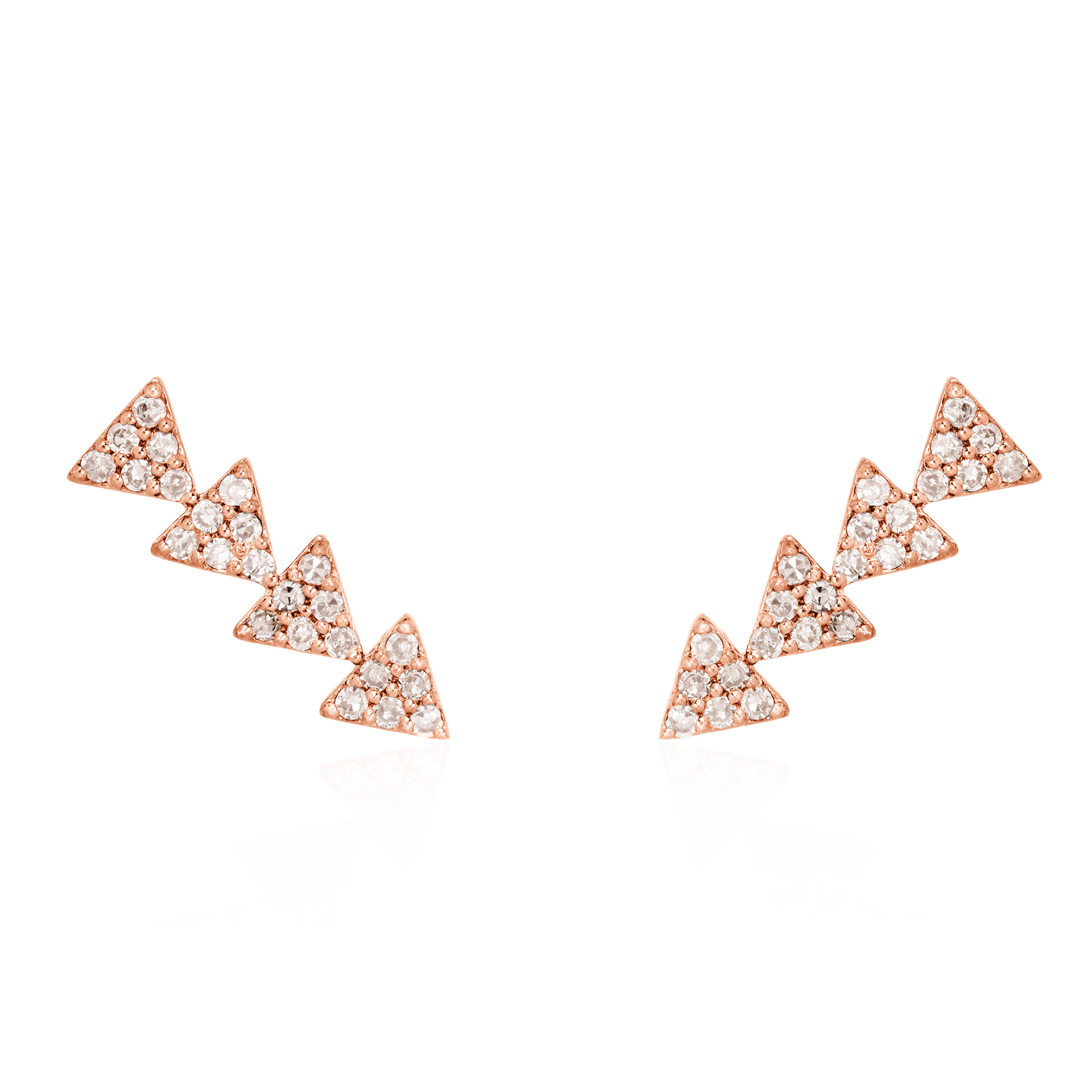 Rose Gold Diamond Triangle Climber Earrings