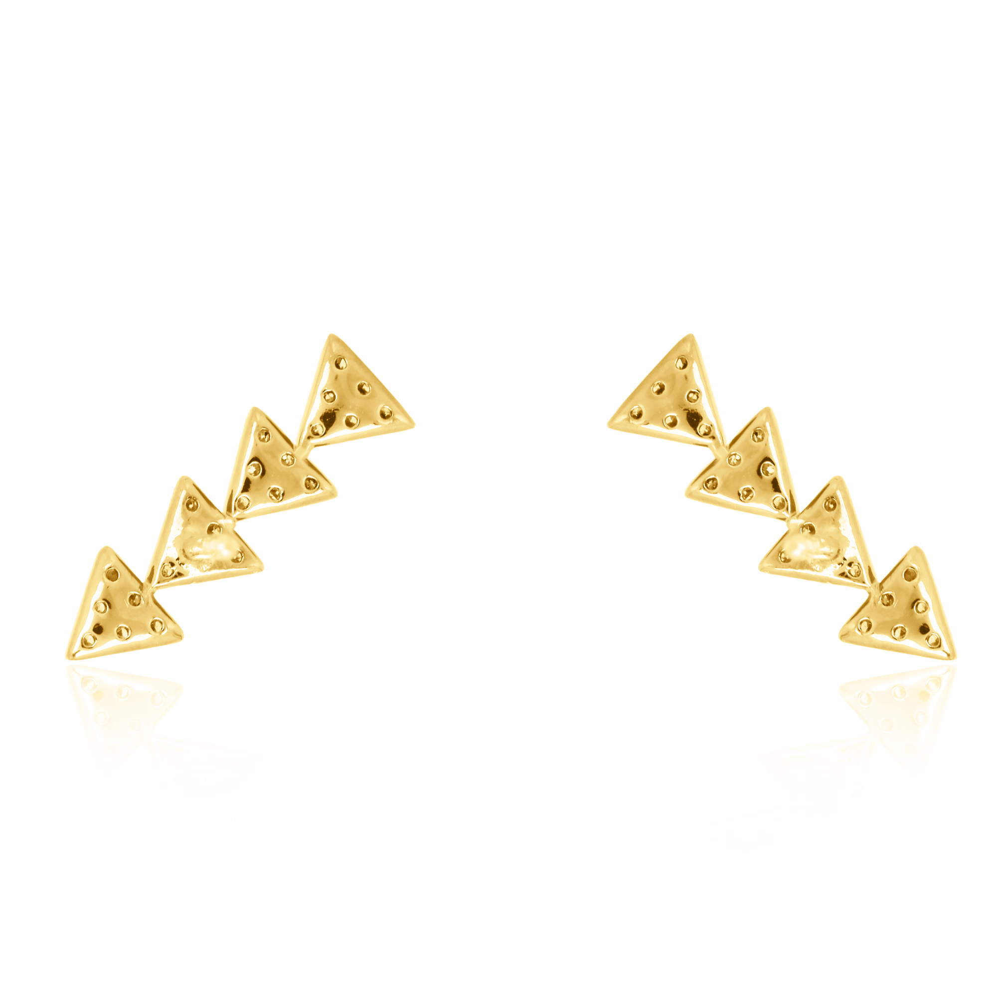 Yellow Gold Diamond Triangle Climber Earrings