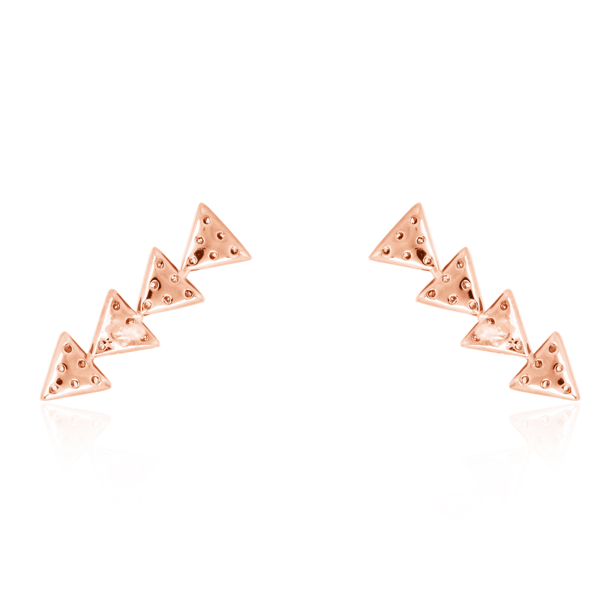 Rose Gold Diamond Triangle Climber Earrings