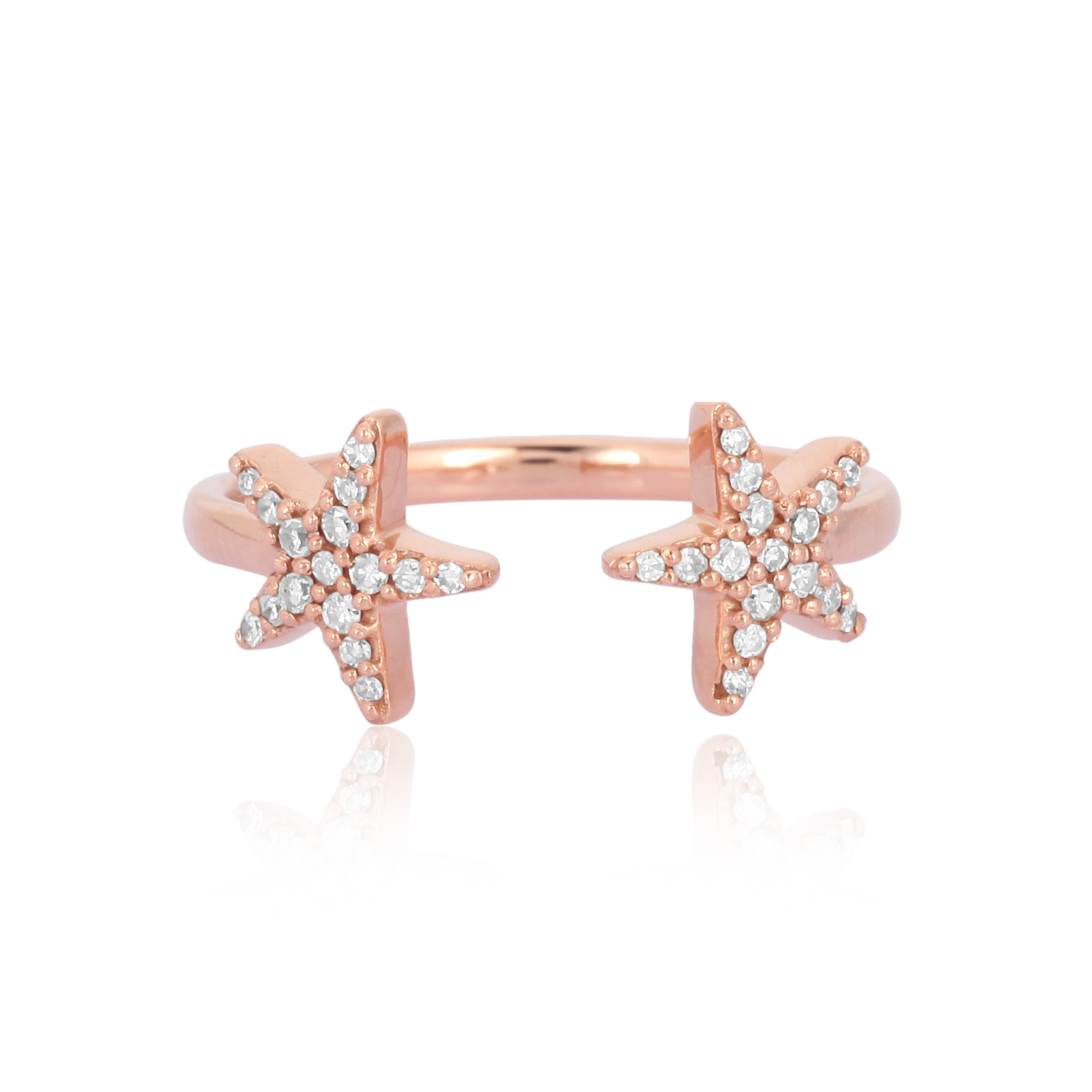 Rose Gold Two Star Open Ring