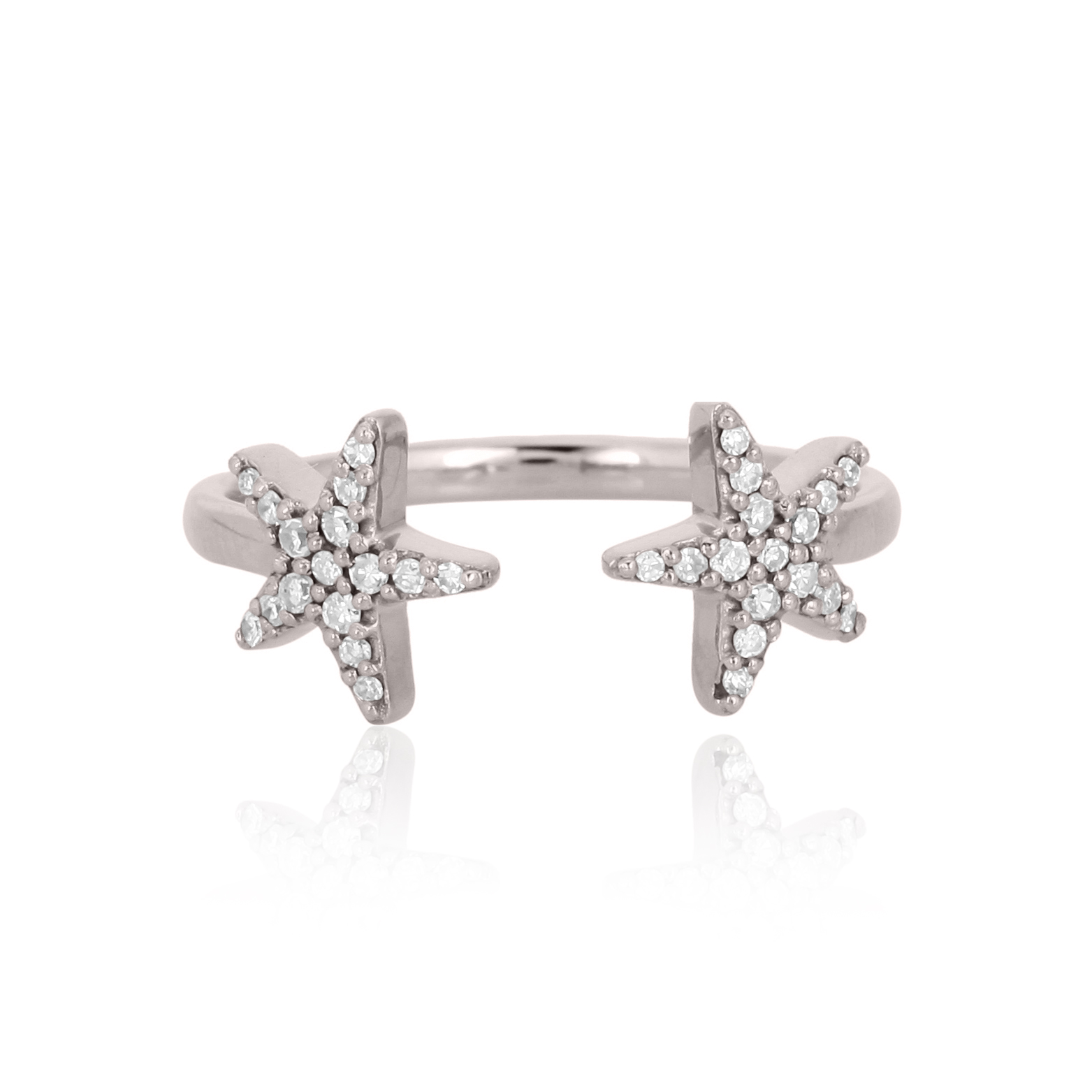 Sterling Silver Two Star Open Ring