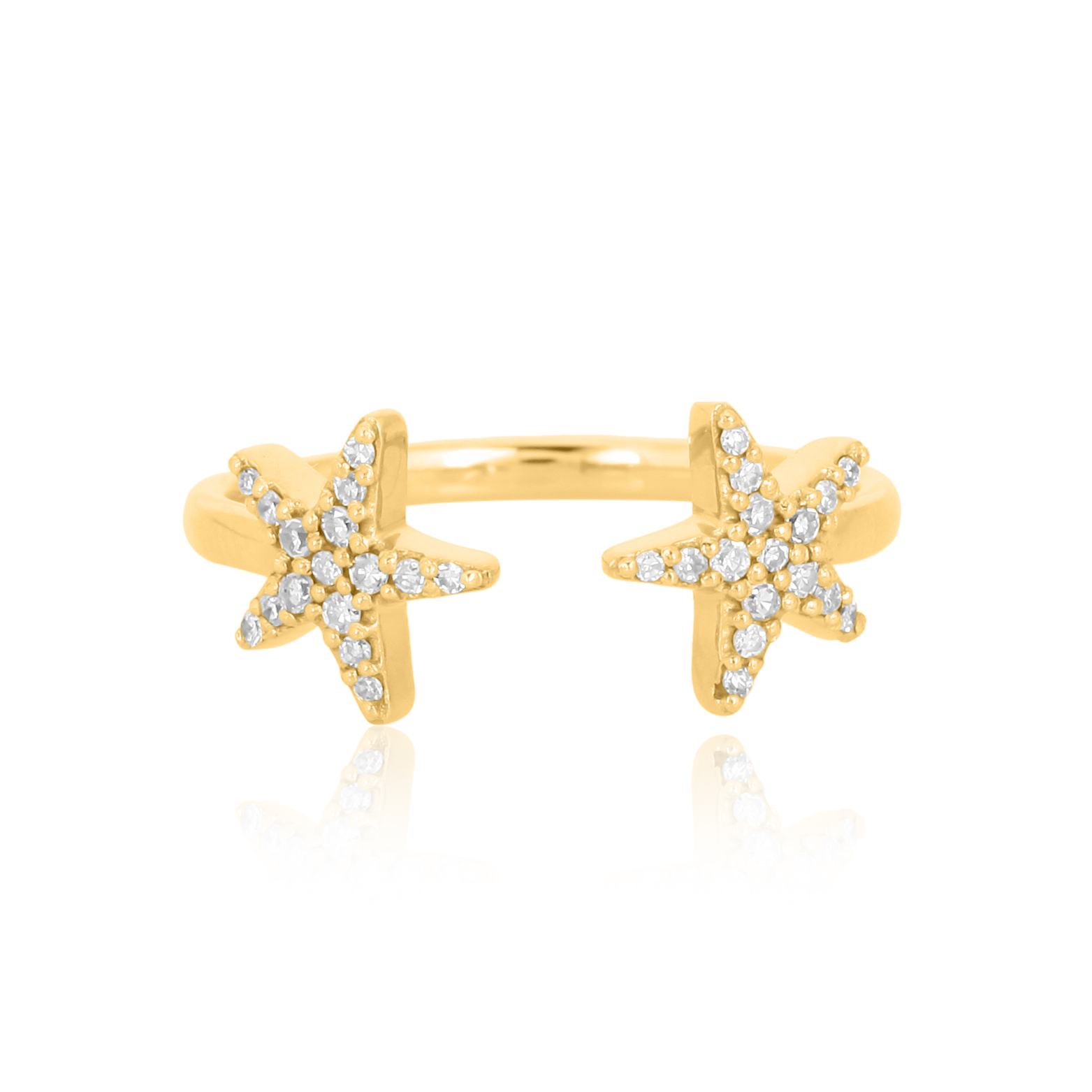 Yellow Gold Two Star Open Ring
