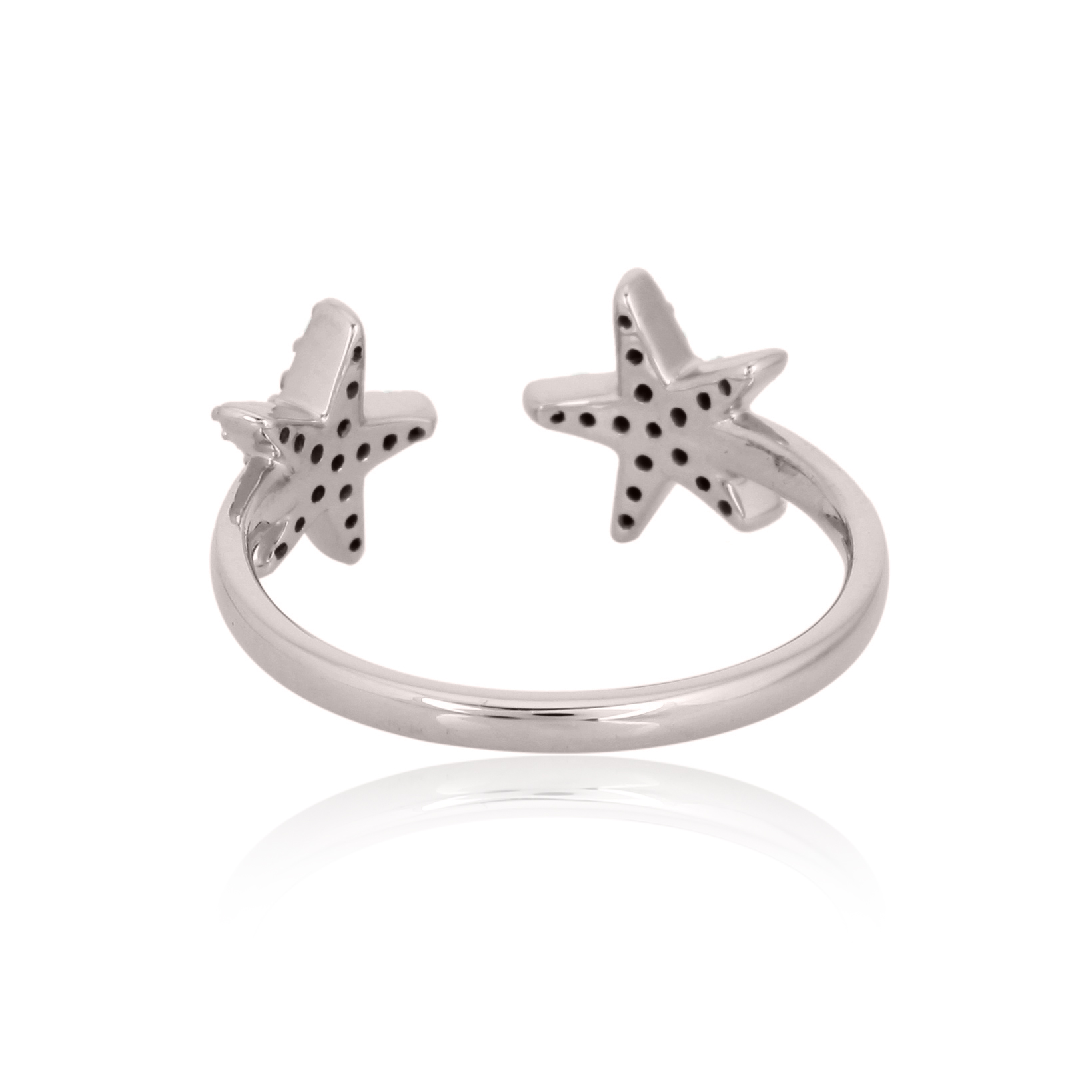 Sterling Silver Two Star Open Ring