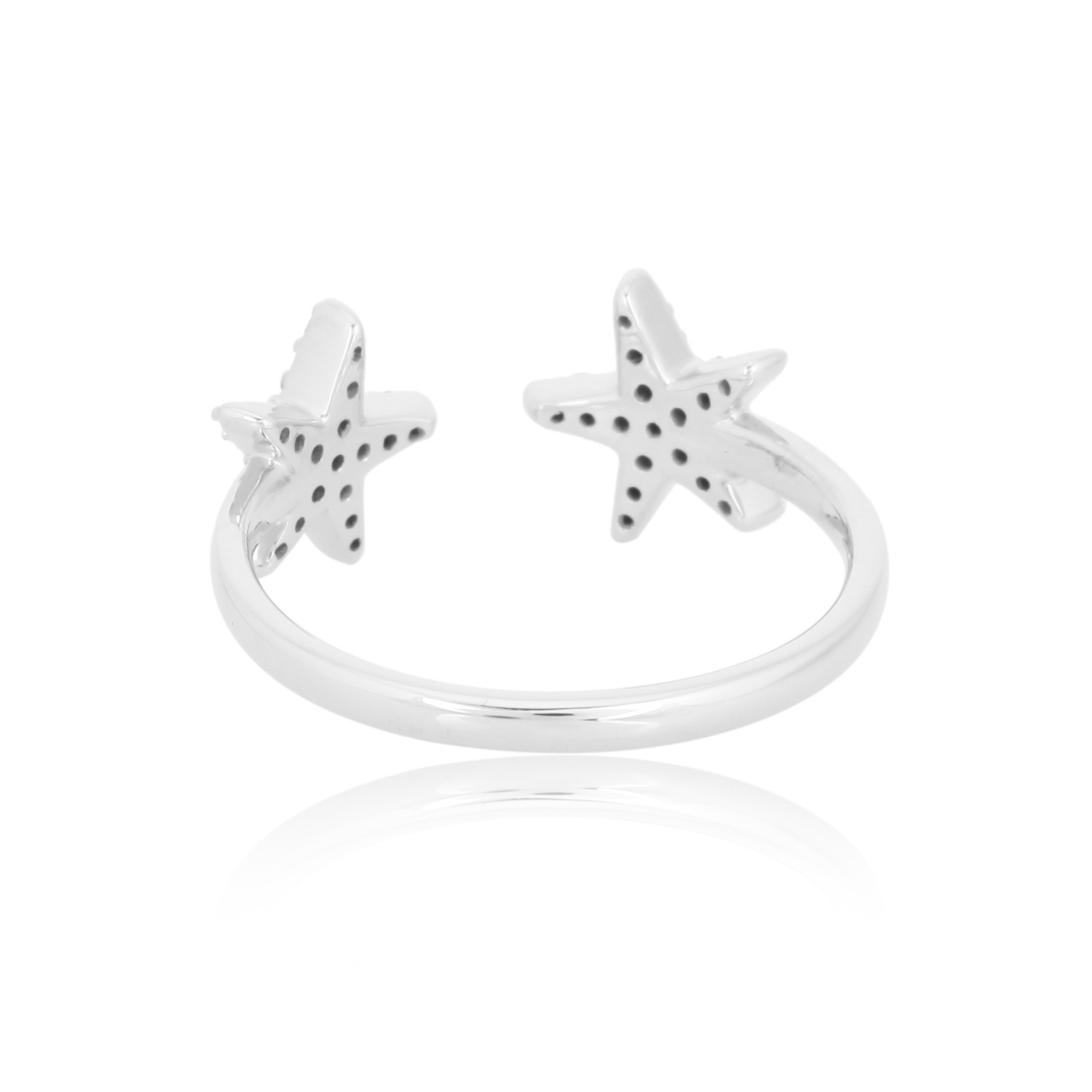 White Gold Two Star Open Ring