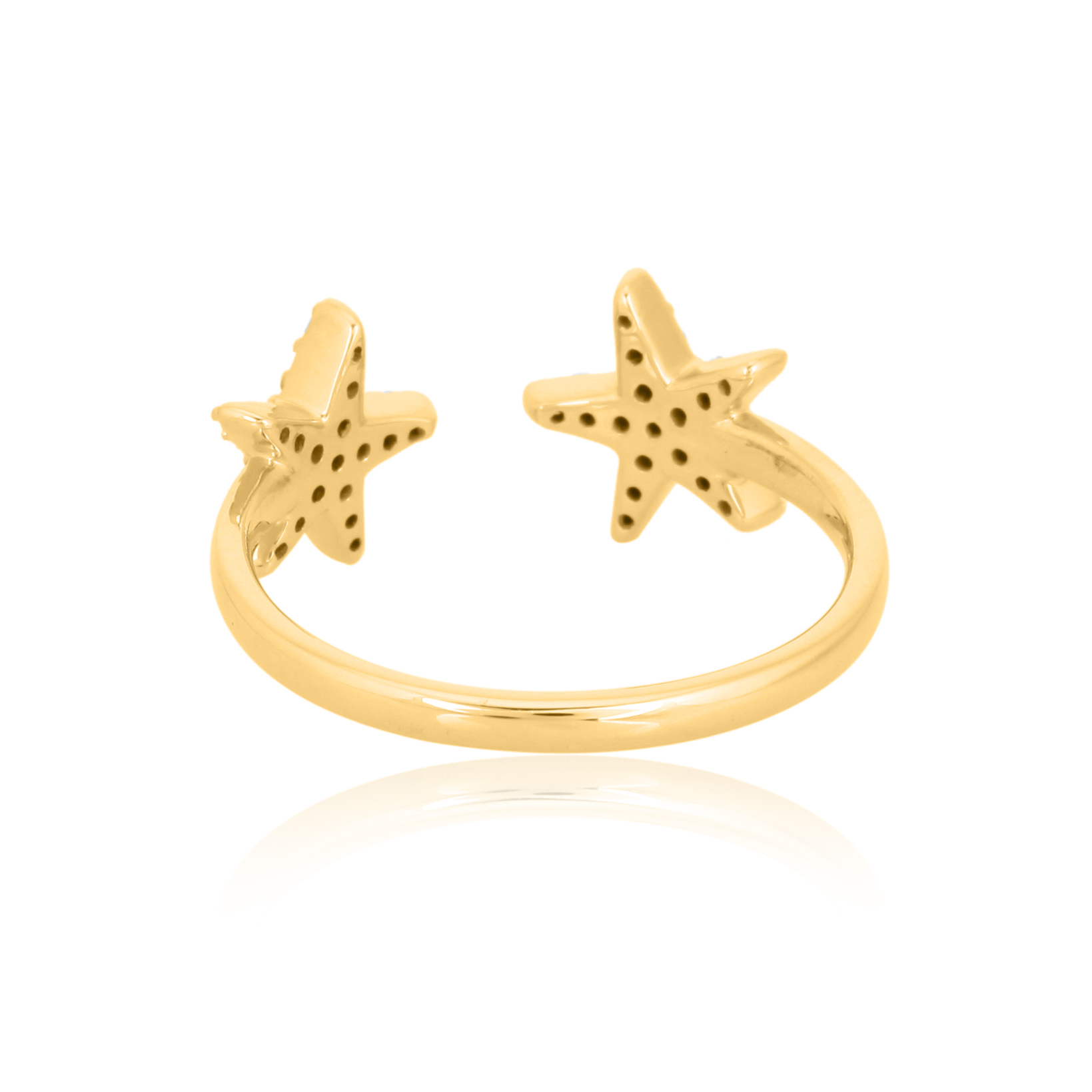 Yellow Gold Two Star Open Ring