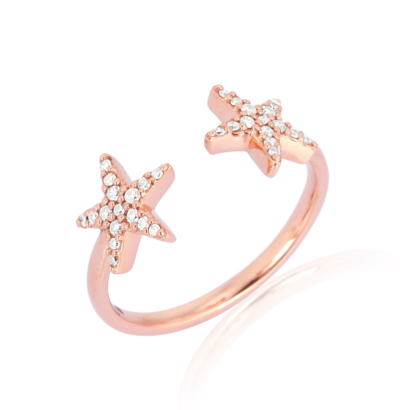 Sterling Silver Two Star Open Ring