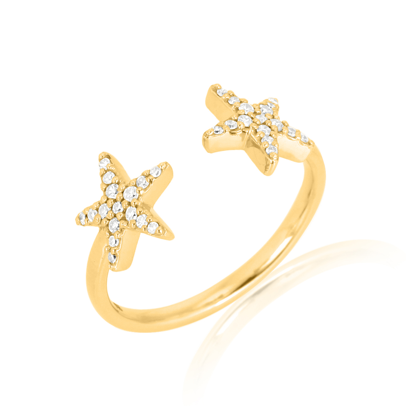Yellow Gold Two Star Open Ring