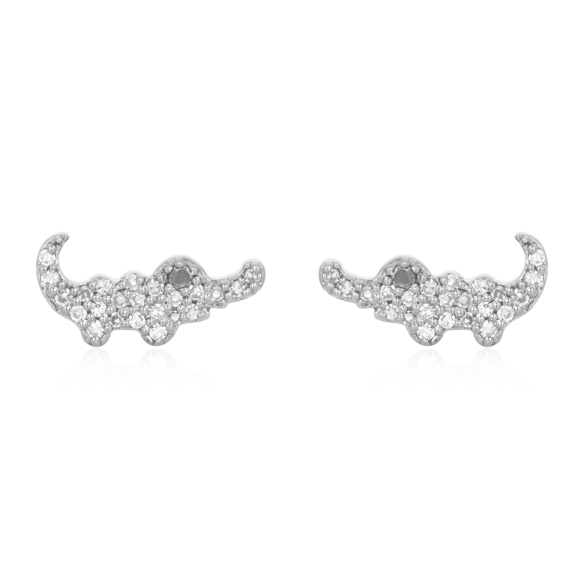 Sterling Silver Diamond Crocodile Earrings