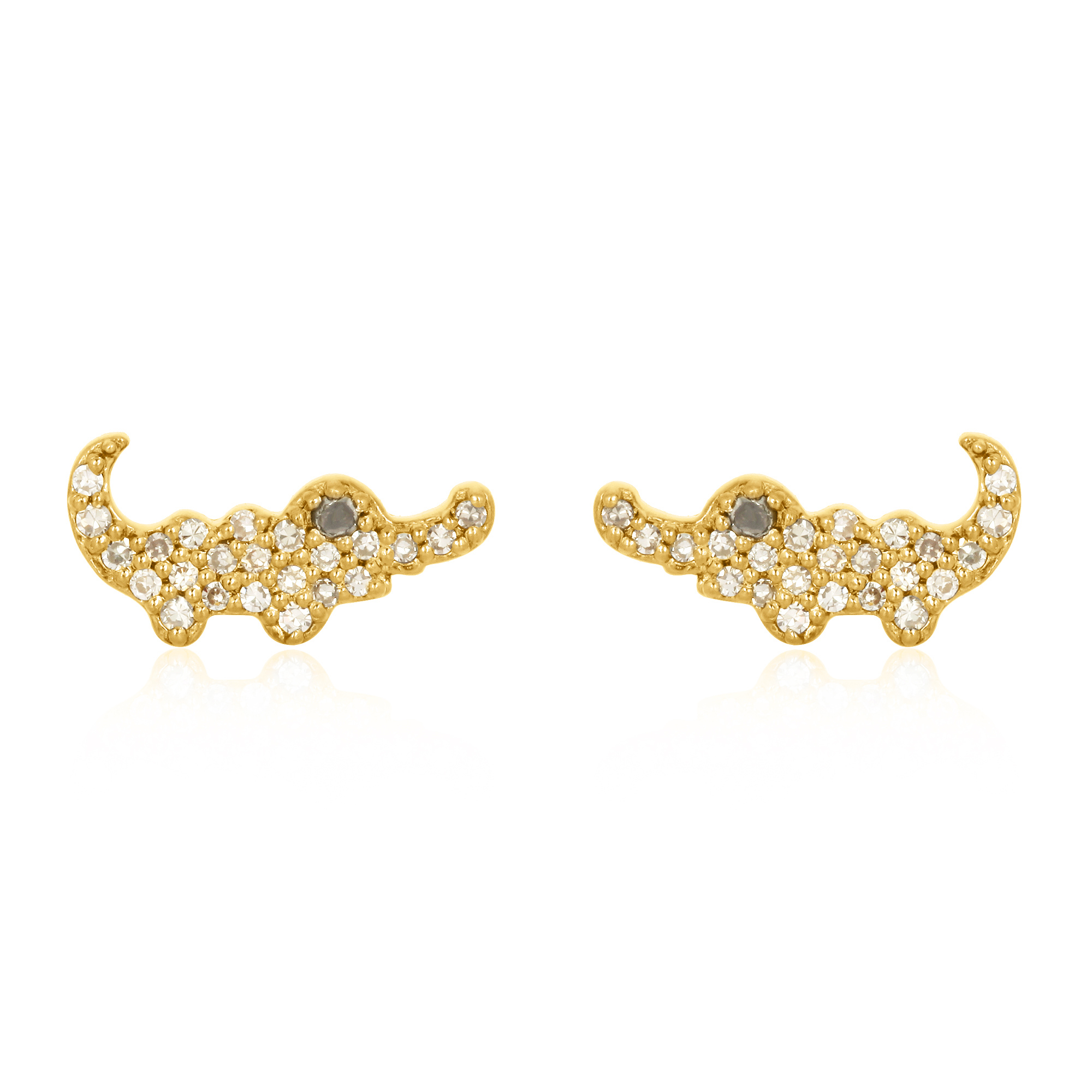 Sterling Silver Diamond Crocodile Earrings