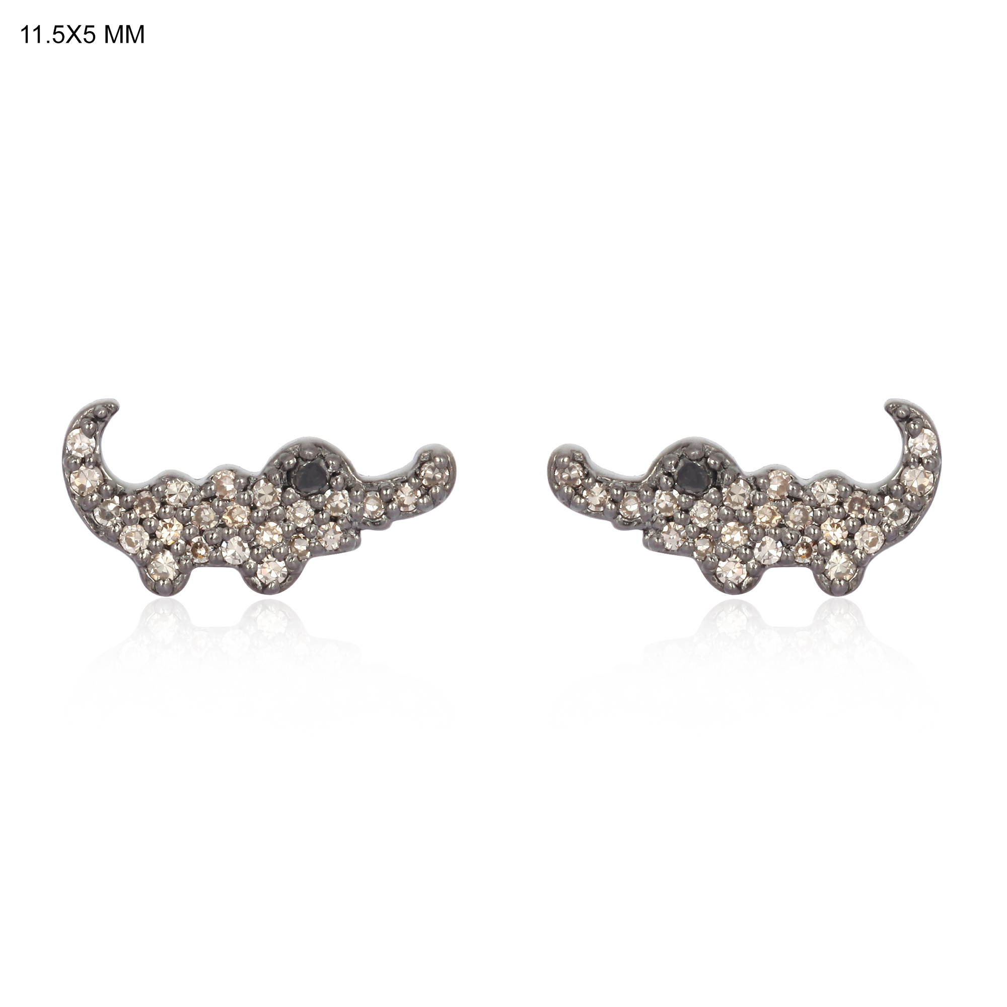 Sterling Silver Diamond Crocodile Earrings