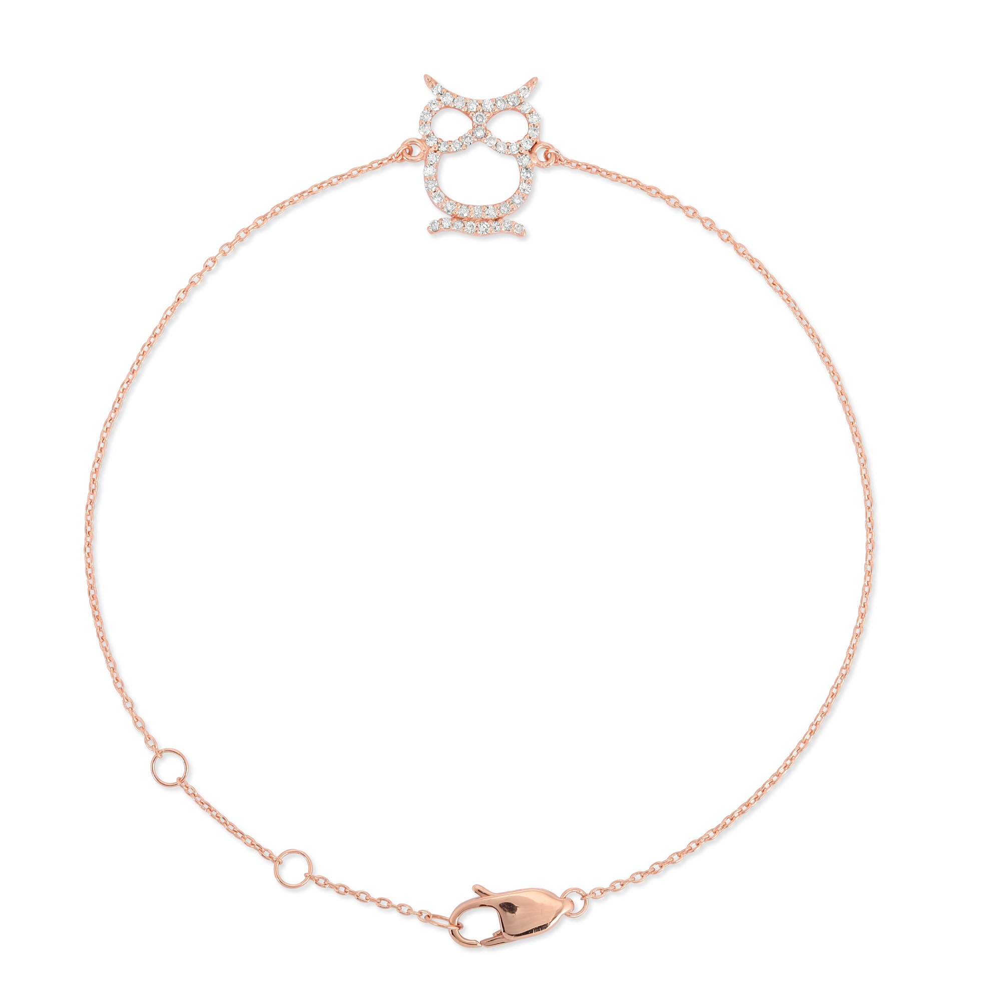 Rose Gold Owl Diamond Bracelet
