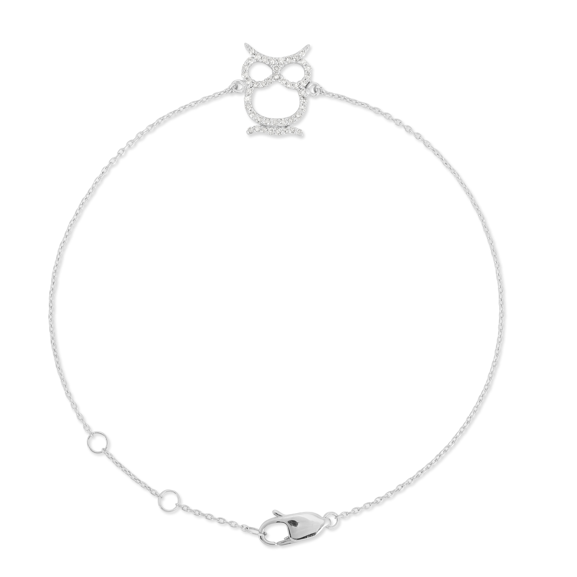 Sterling Silver Owl Diamond Bracelet