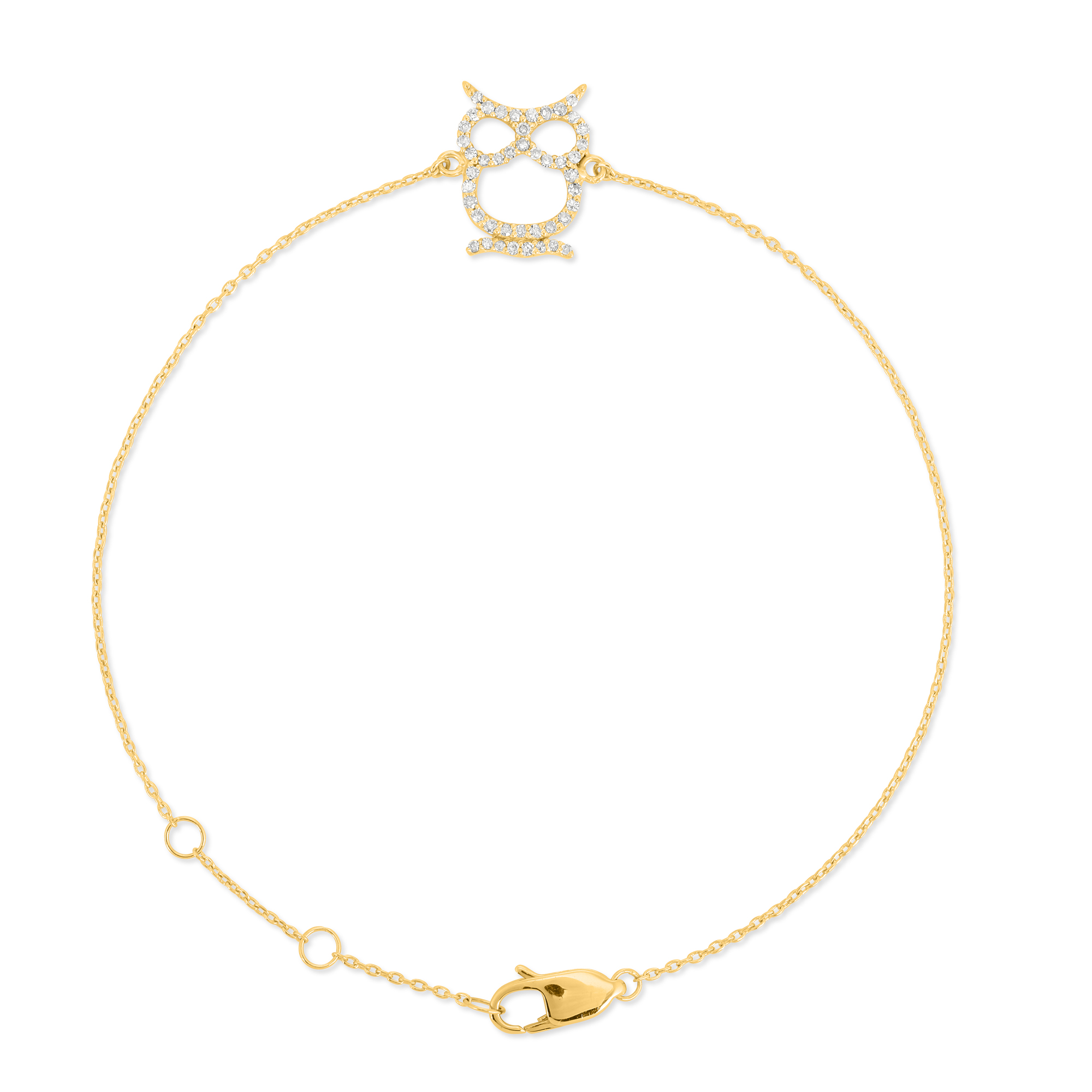 Yellow Gold Owl Diamond Bracelet