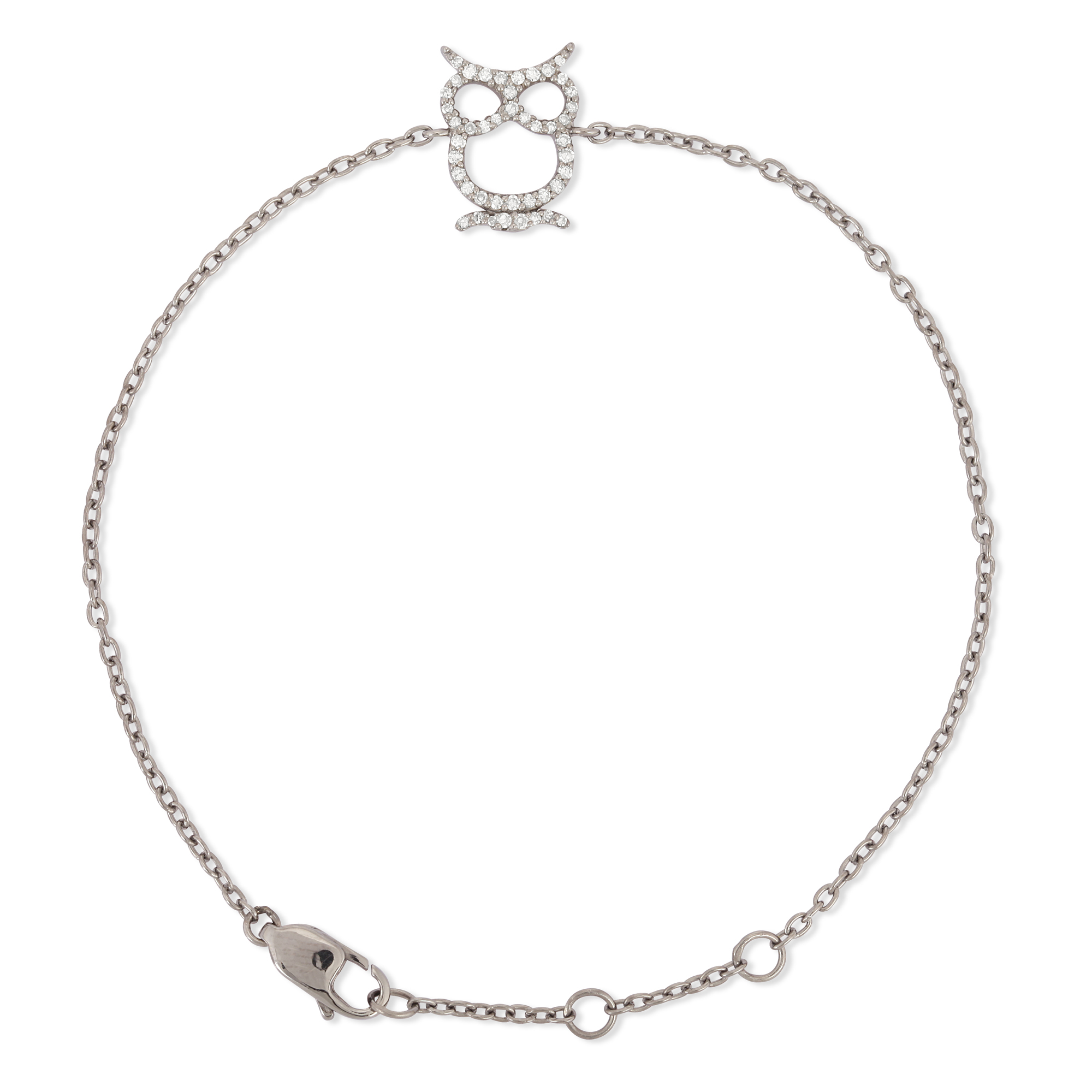 Sterling Silver Owl Diamond Bracelet