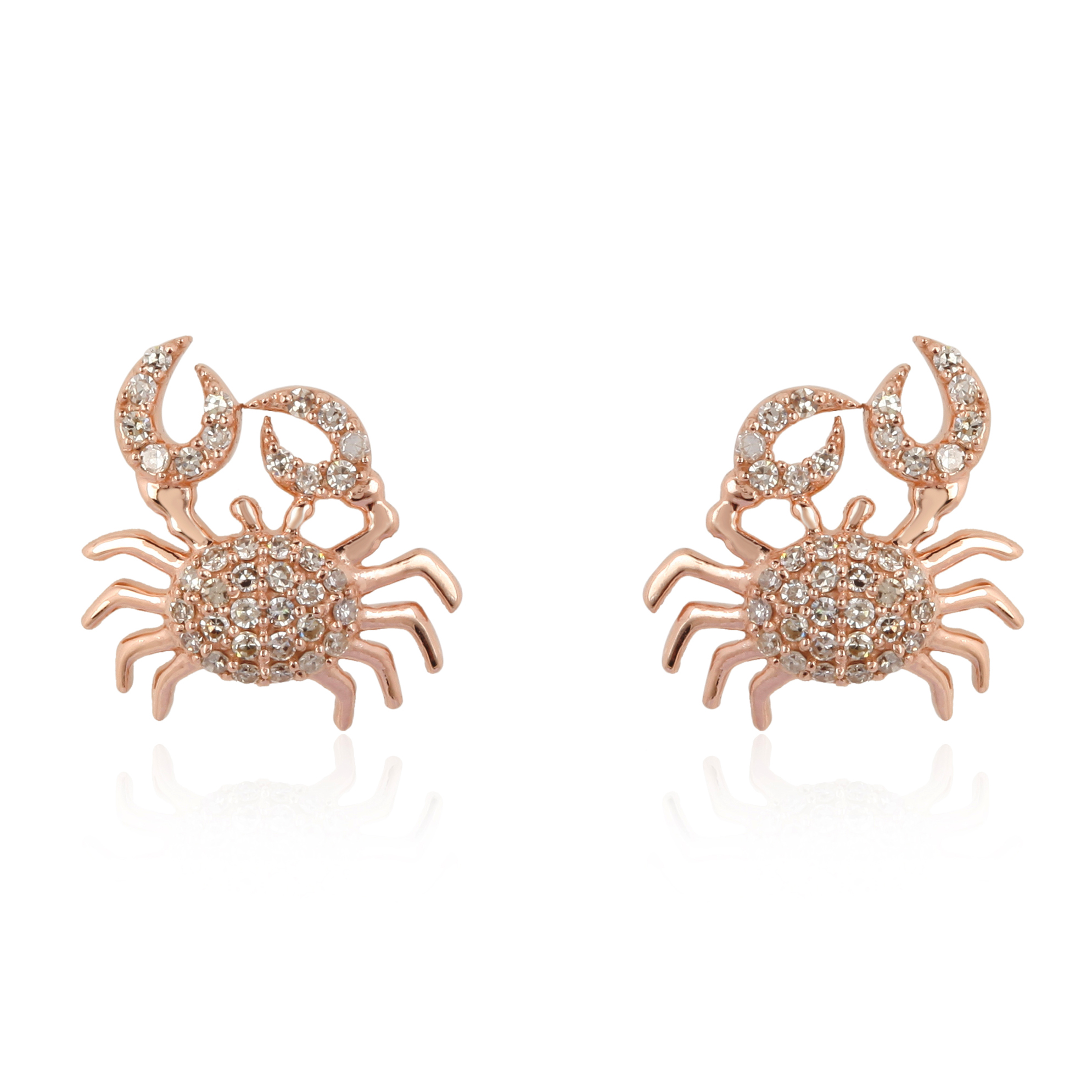 Sterling Silver Diamond Crab Studs