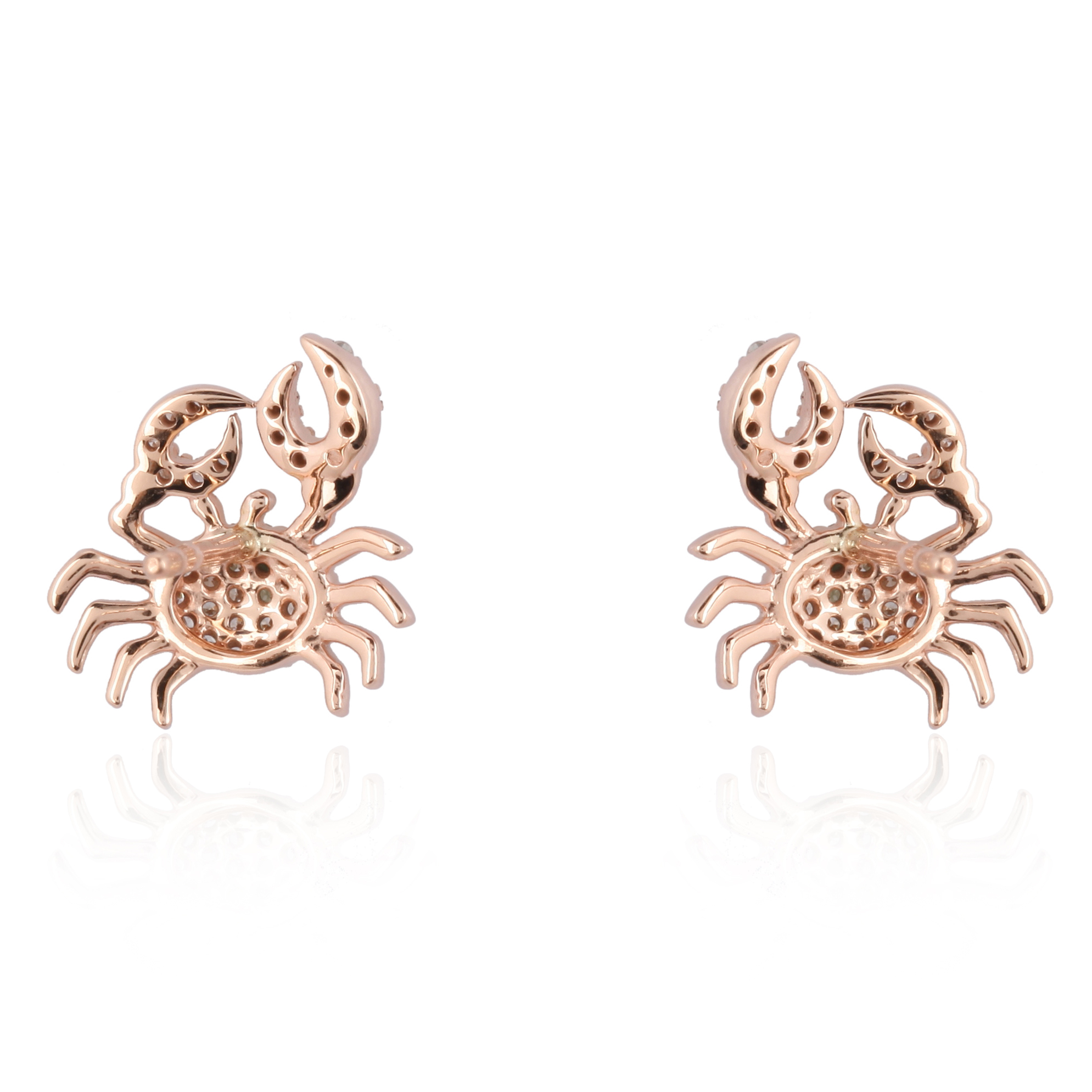Sterling Silver Diamond Crab Studs