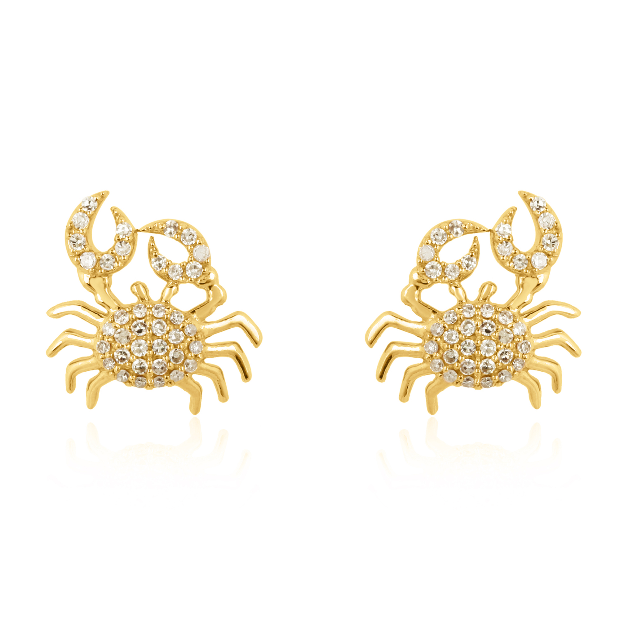 Sterling Silver Diamond Crab Studs