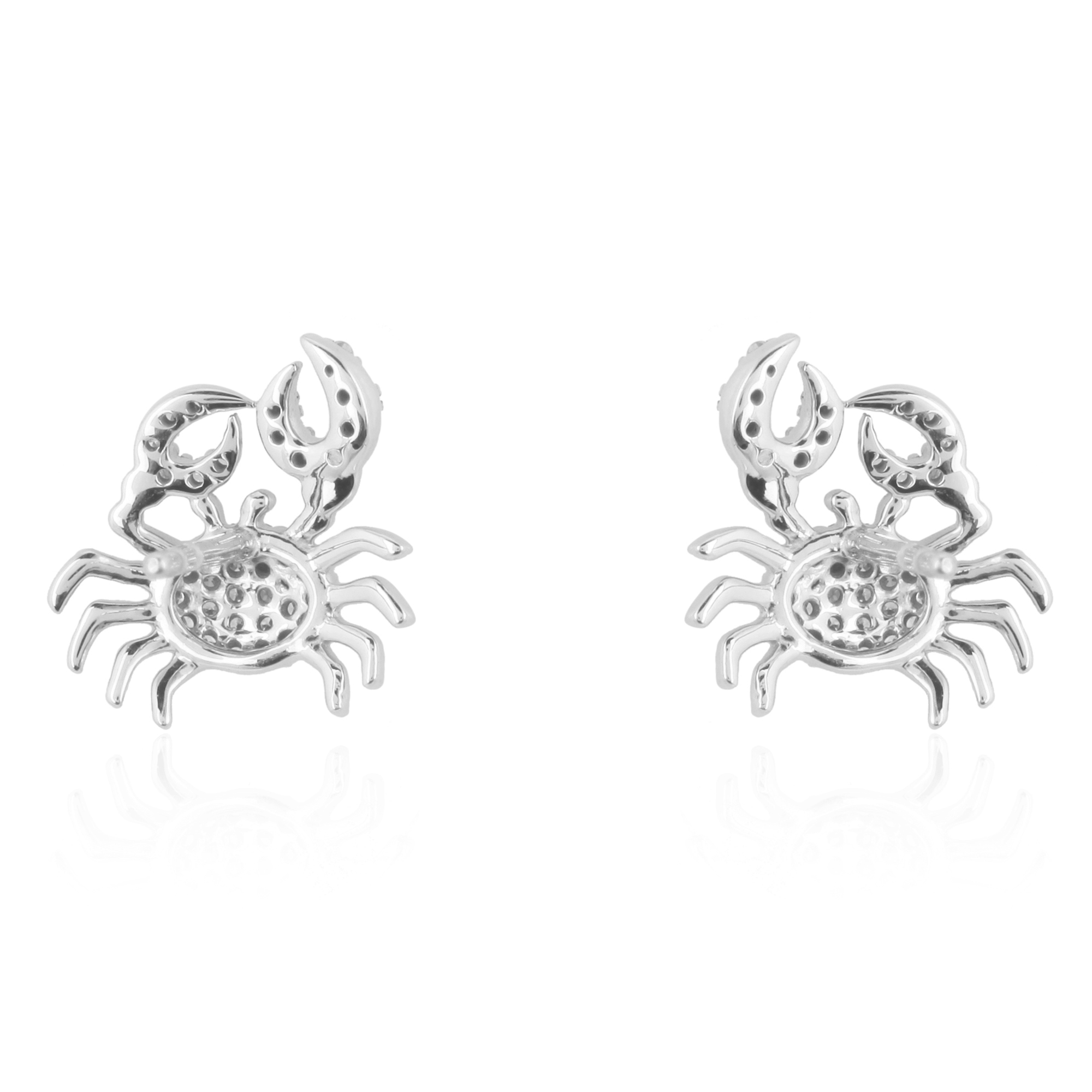 Sterling Silver Diamond Crab Studs