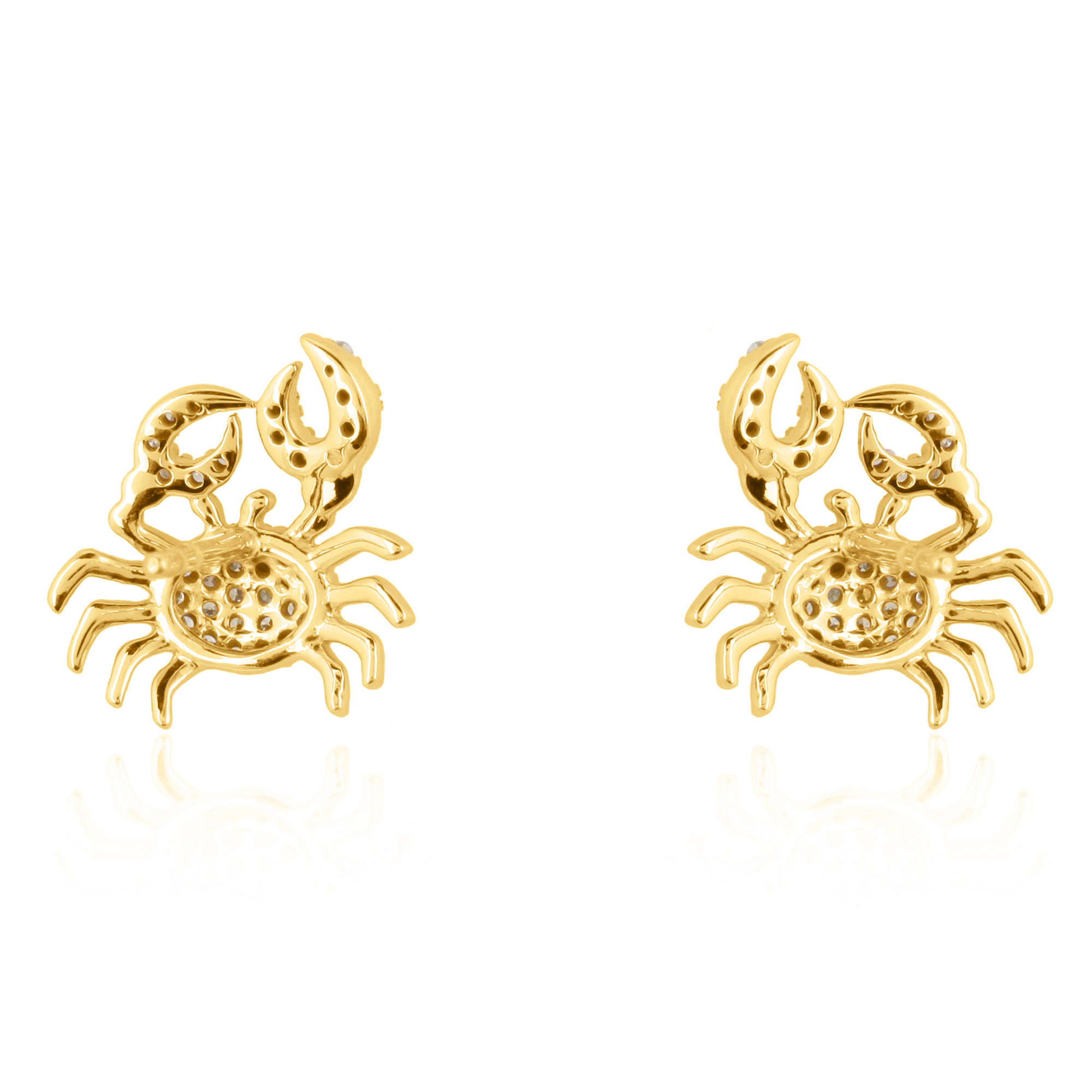 Yellow Gold Diamond Crab Studs