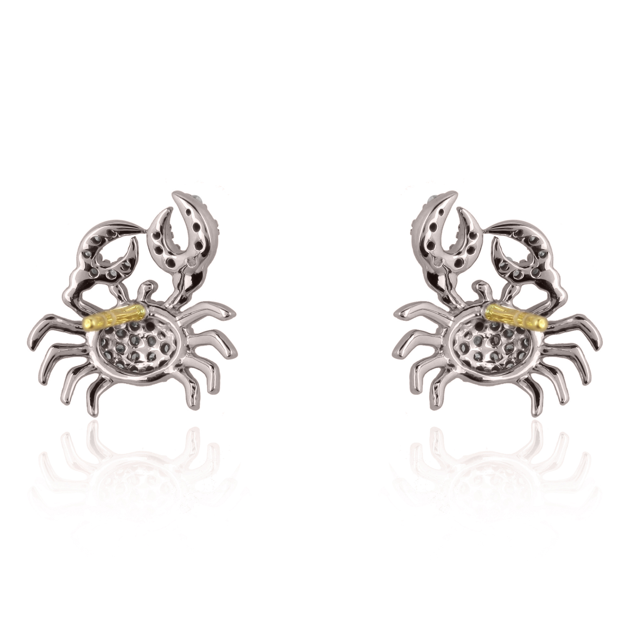 Sterling Silver Diamond Crab Studs