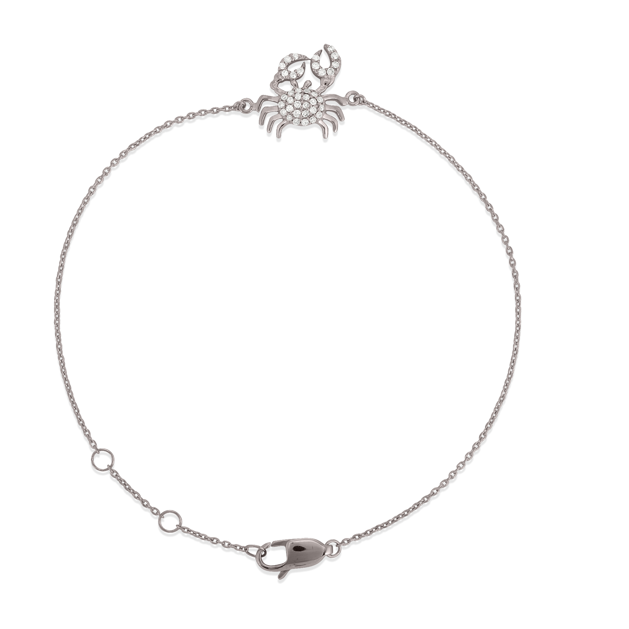Sterling Silver Crab Diamond Bracelet