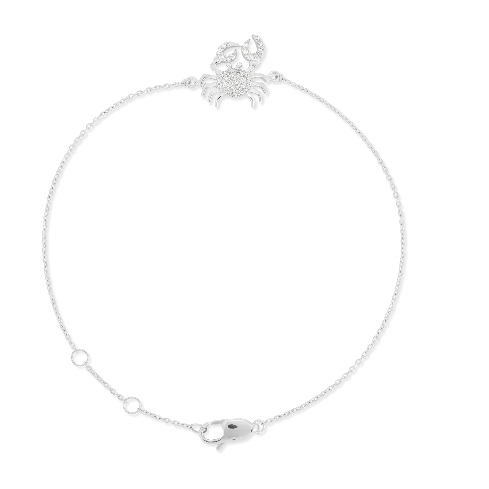 Sterling Silver Crab Diamond Bracelet