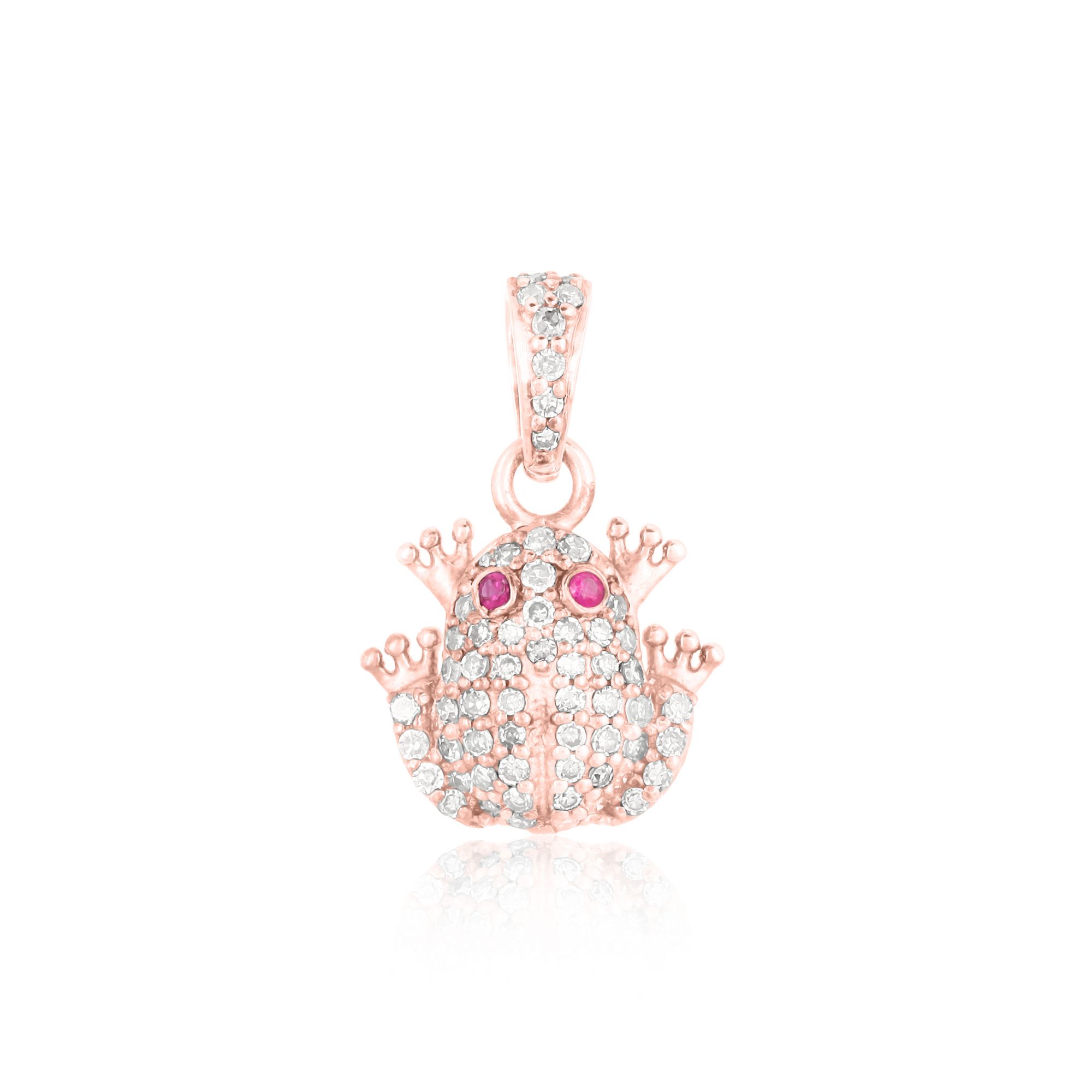 Sterling Silver Frog Diamond Pendant