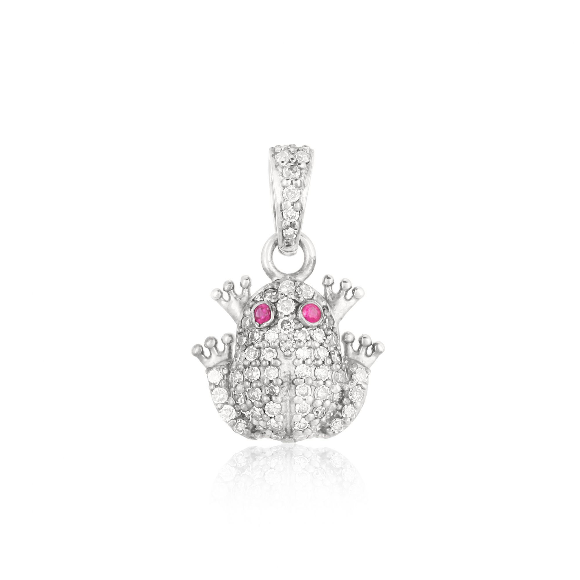Sterling Silver Frog Diamond Pendant