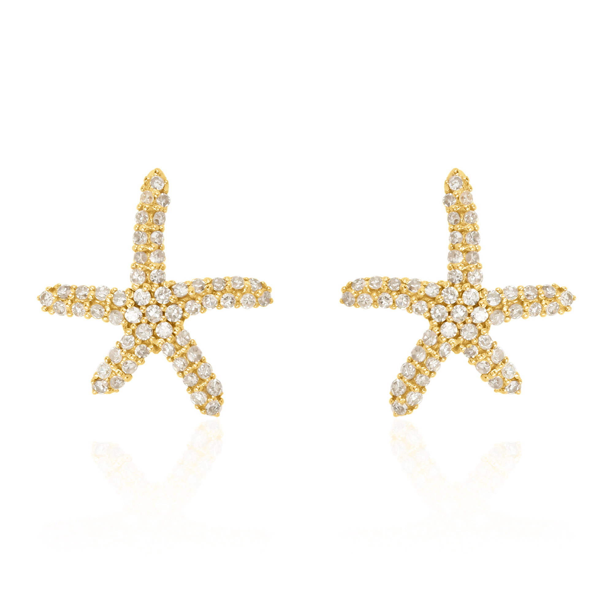 Yellow Gold Diamond Star Fish Studs