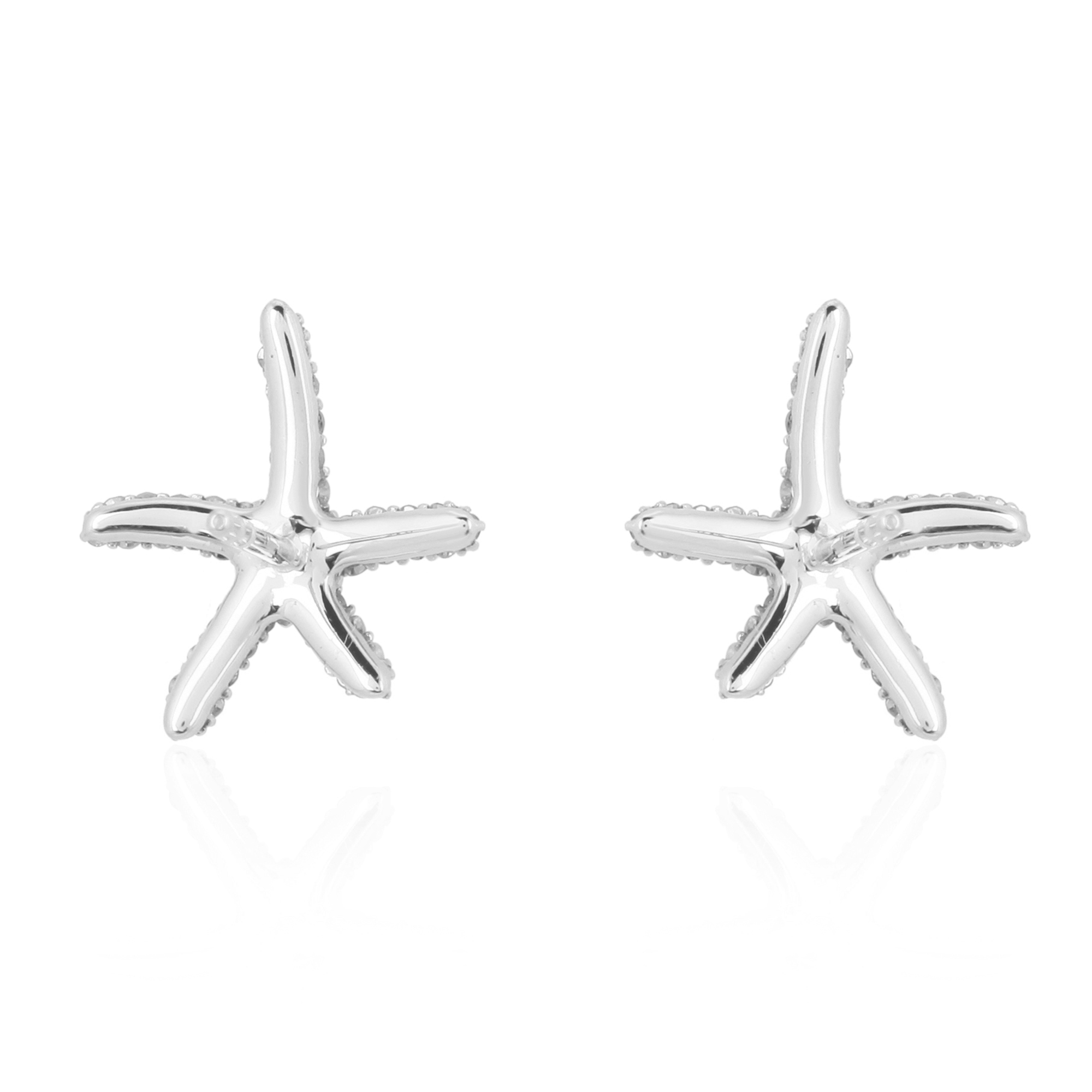 Sterling Silver Diamond Star Fish Studs
