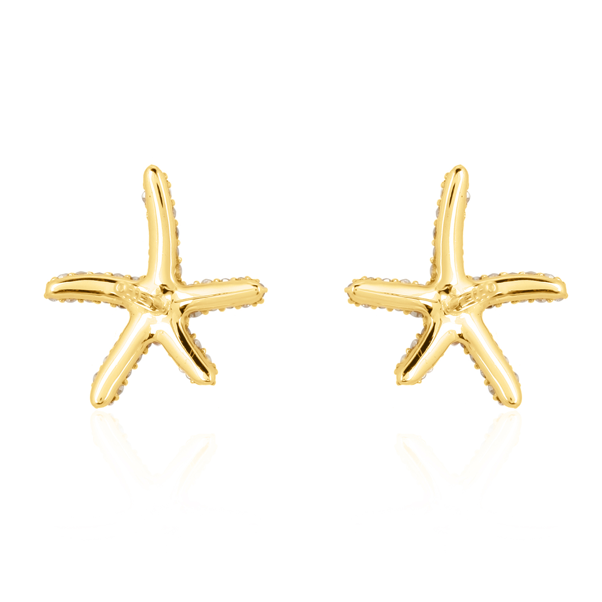 Yellow Gold Diamond Star Fish Studs