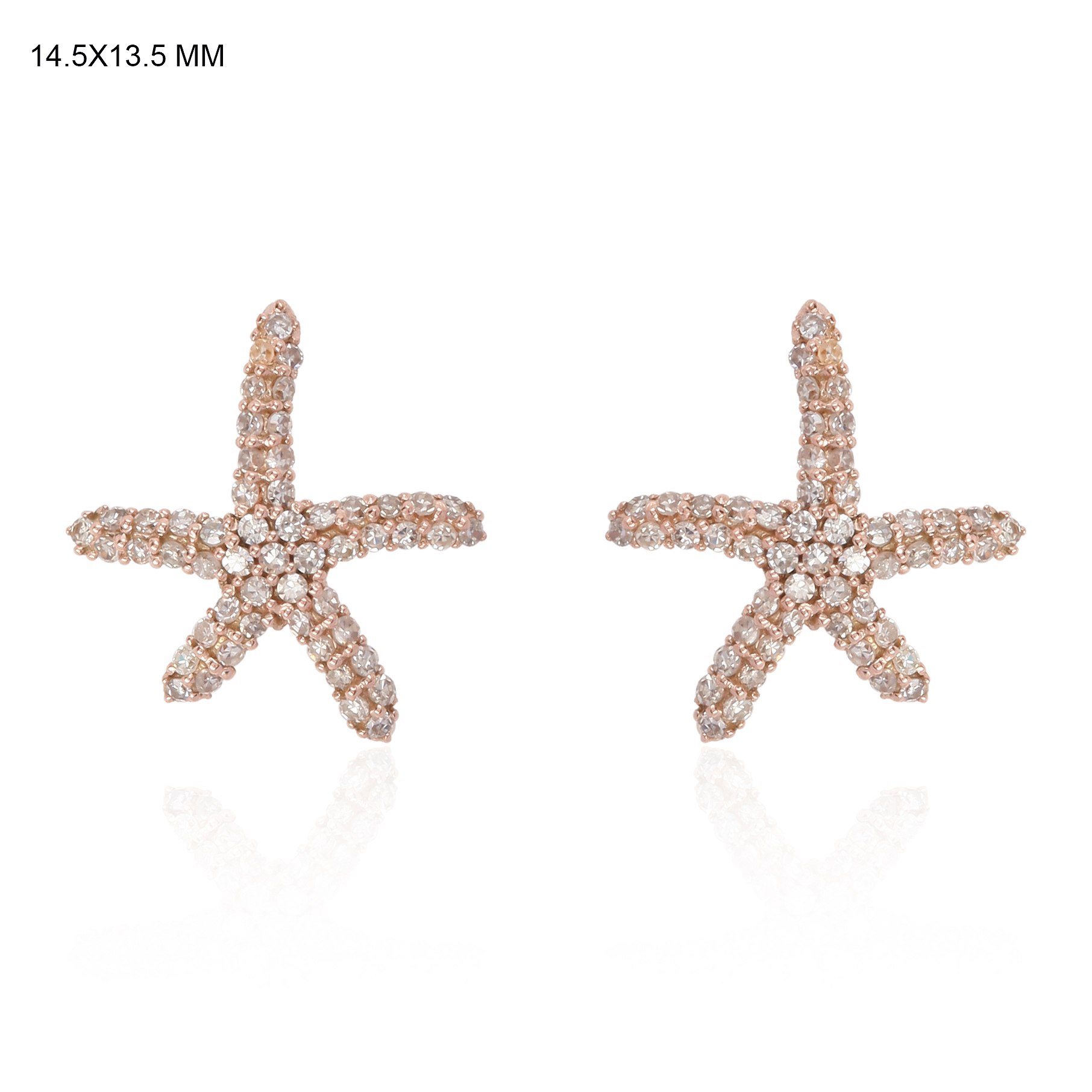 Sterling Silver Diamond Star Fish Studs