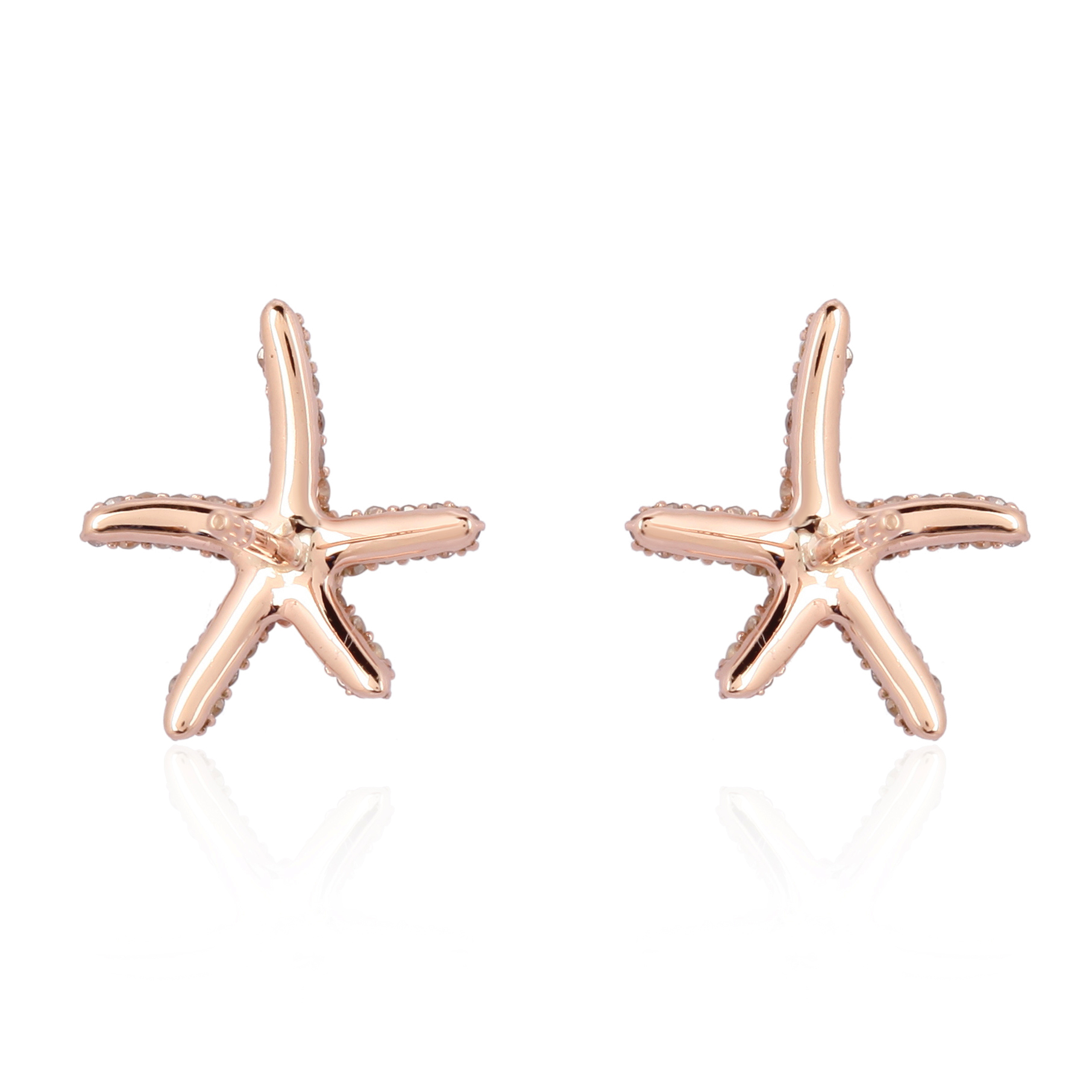 Rose Gold Diamond Star Fish Studs
