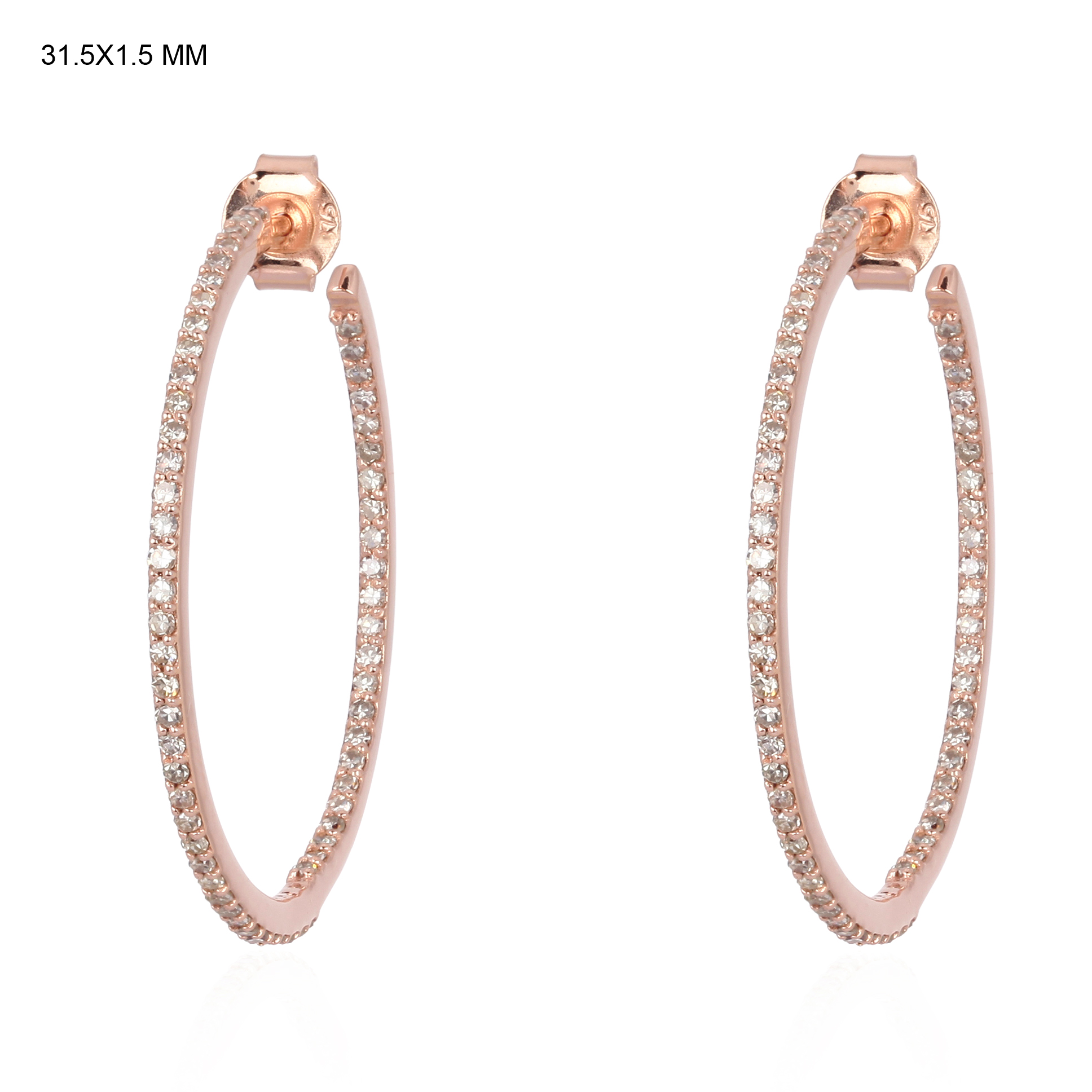 Rose Gold Diamond Hoop Earrings