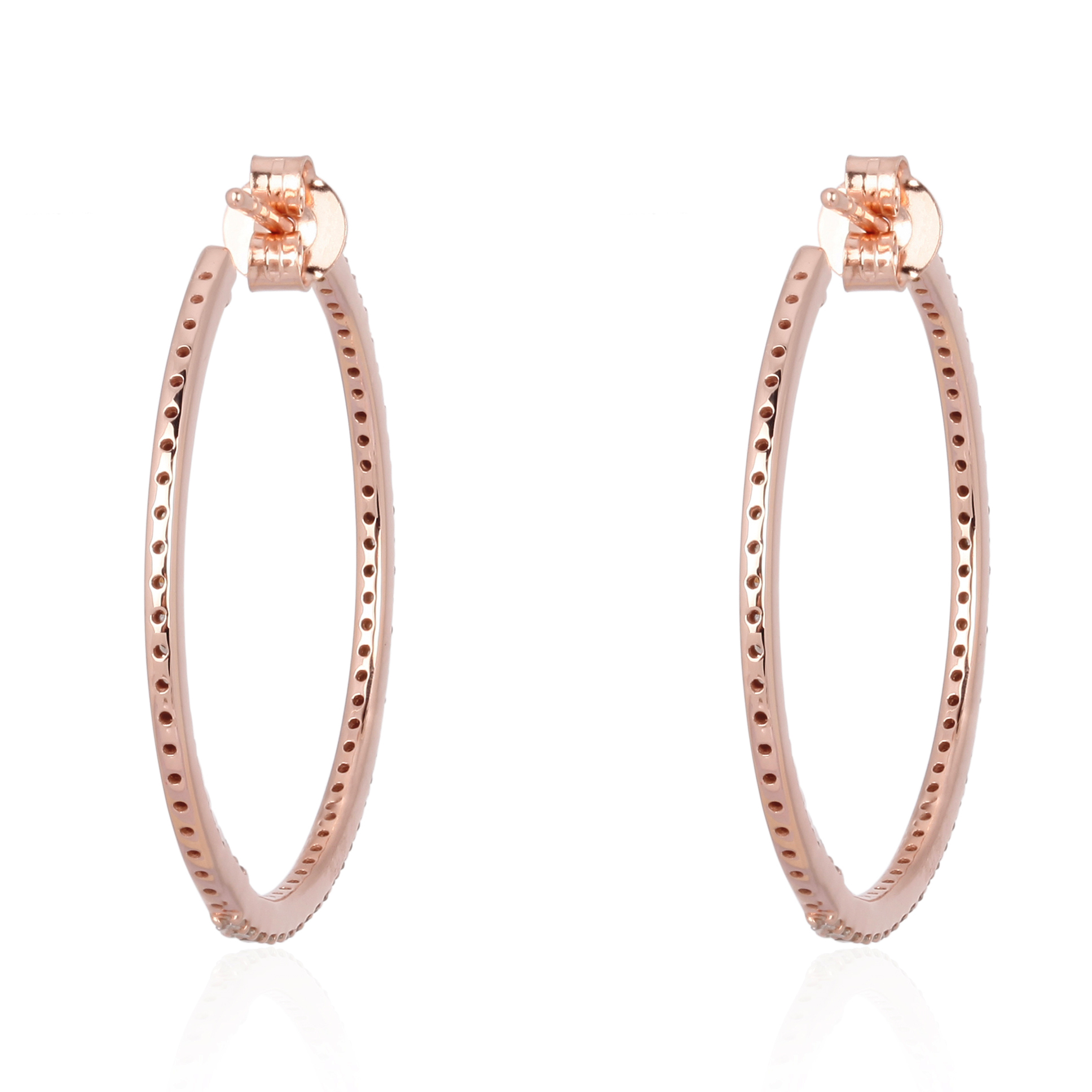 Rose Gold Diamond Hoop Earrings