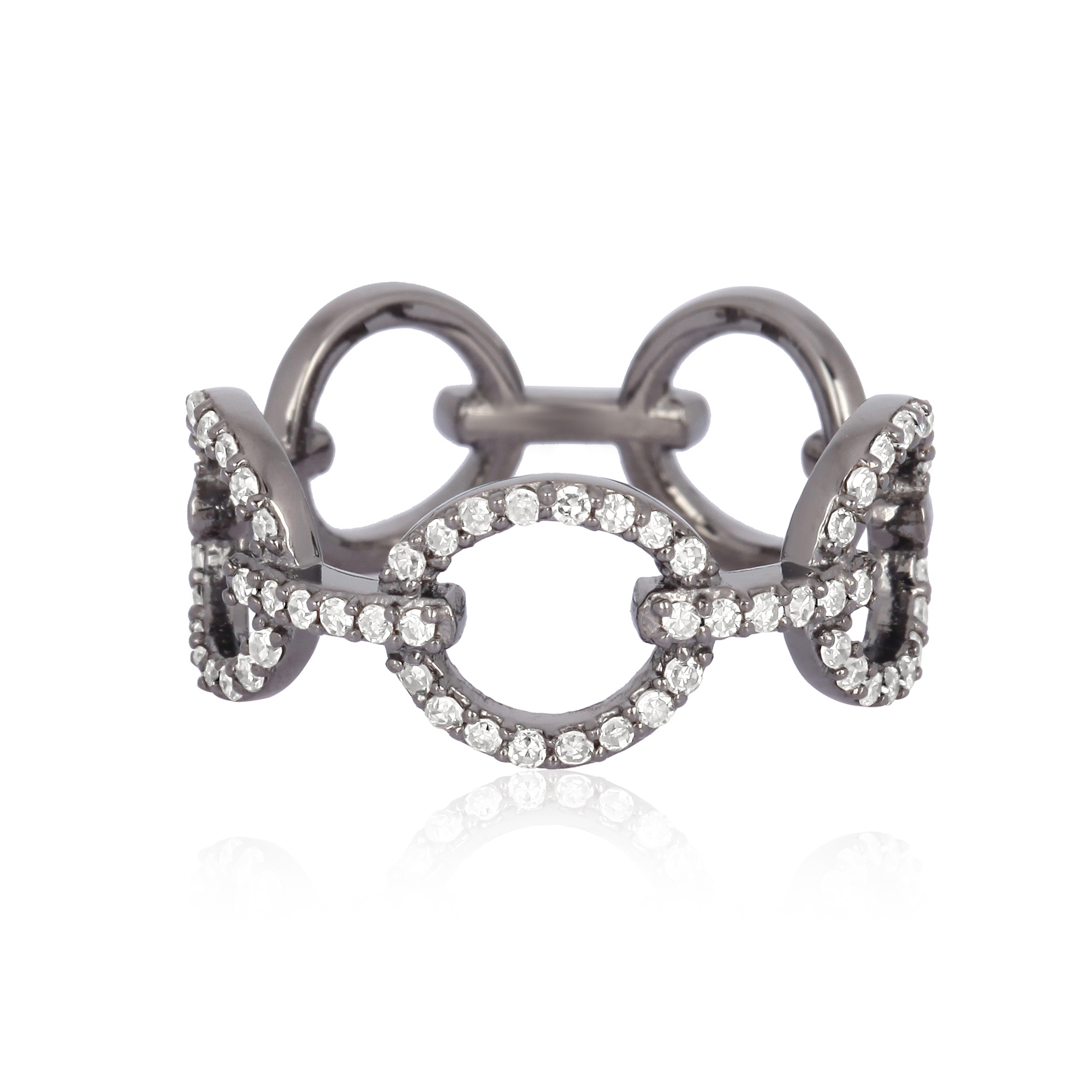 Sterling Silver Link Diamond Ring