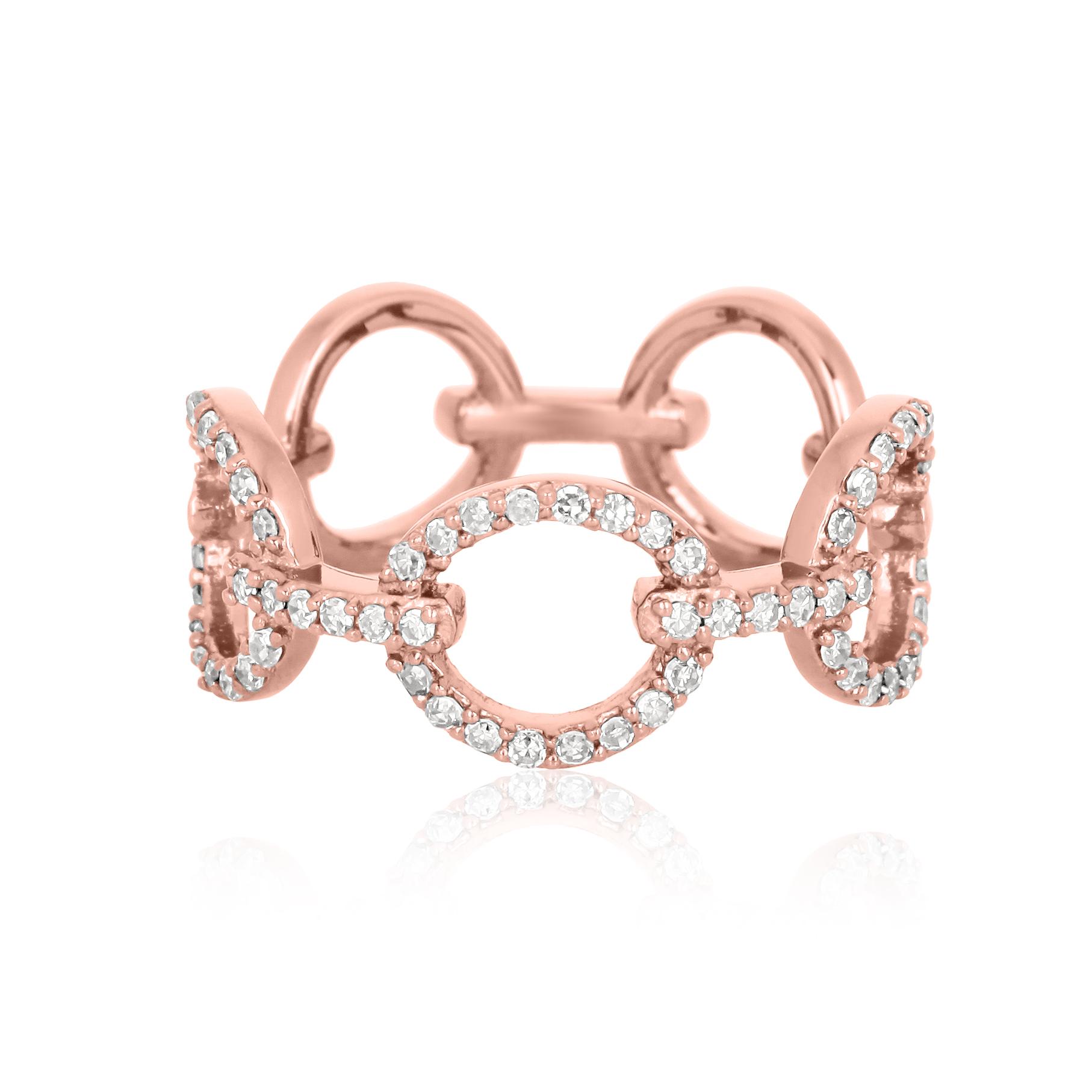 Sterling Silver Link Diamond Ring