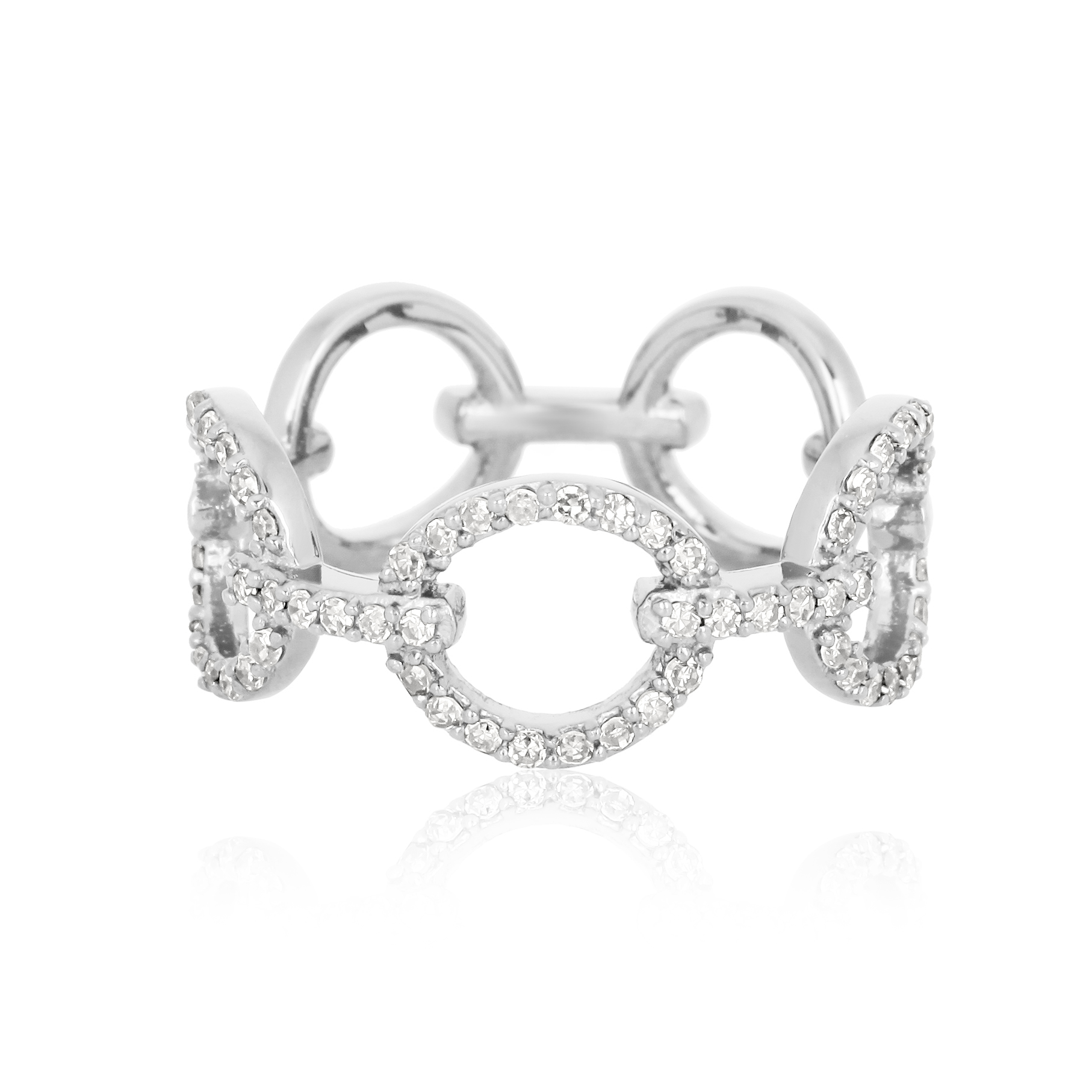 Sterling Silver Link Diamond Ring