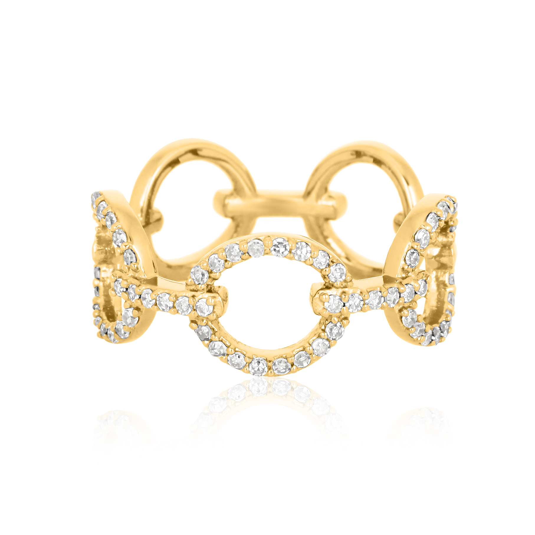 Sterling Silver Link Diamond Ring