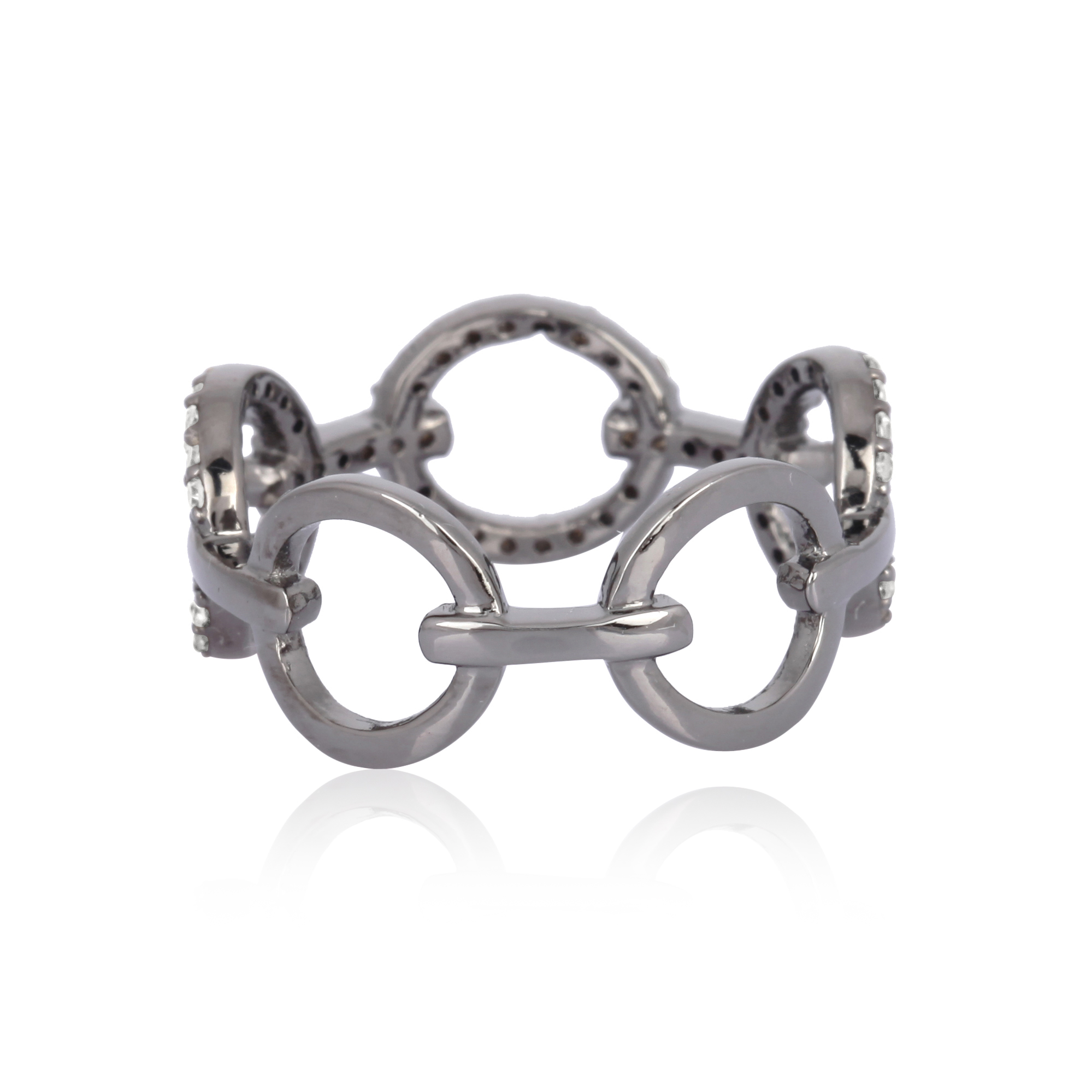 Sterling Silver Link Diamond Ring