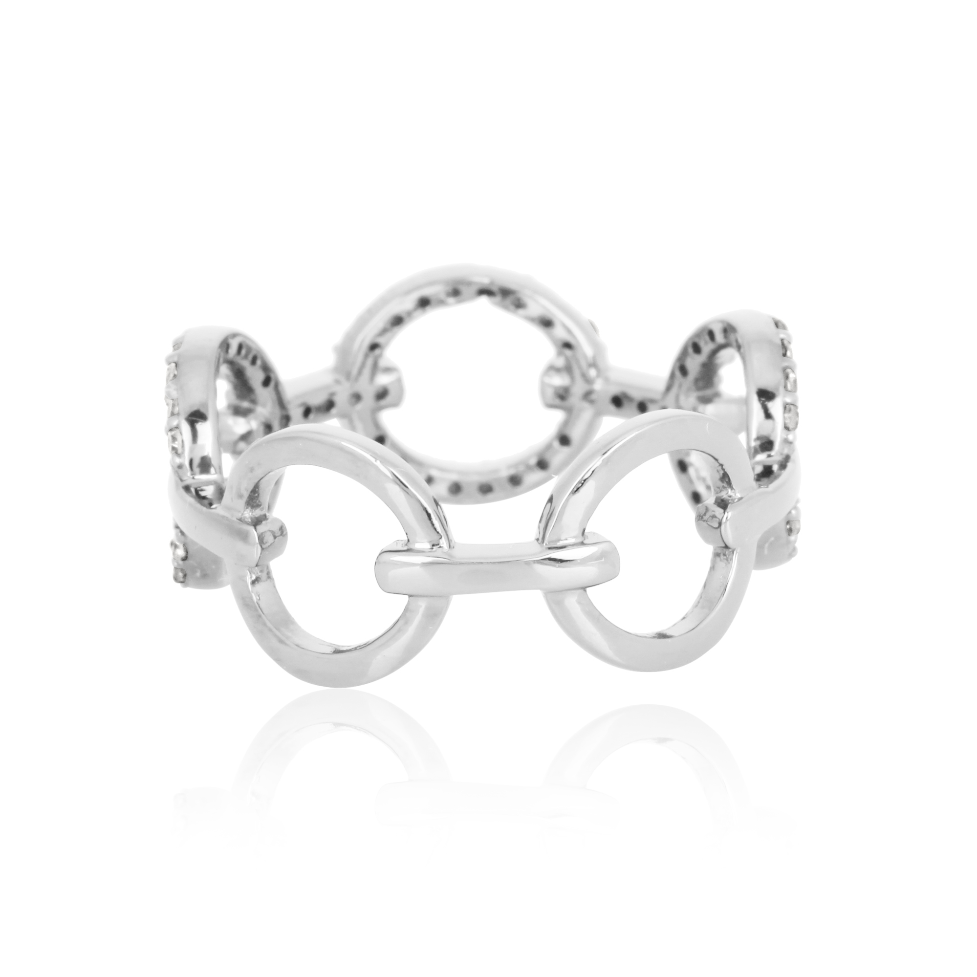 Sterling Silver Link Diamond Ring