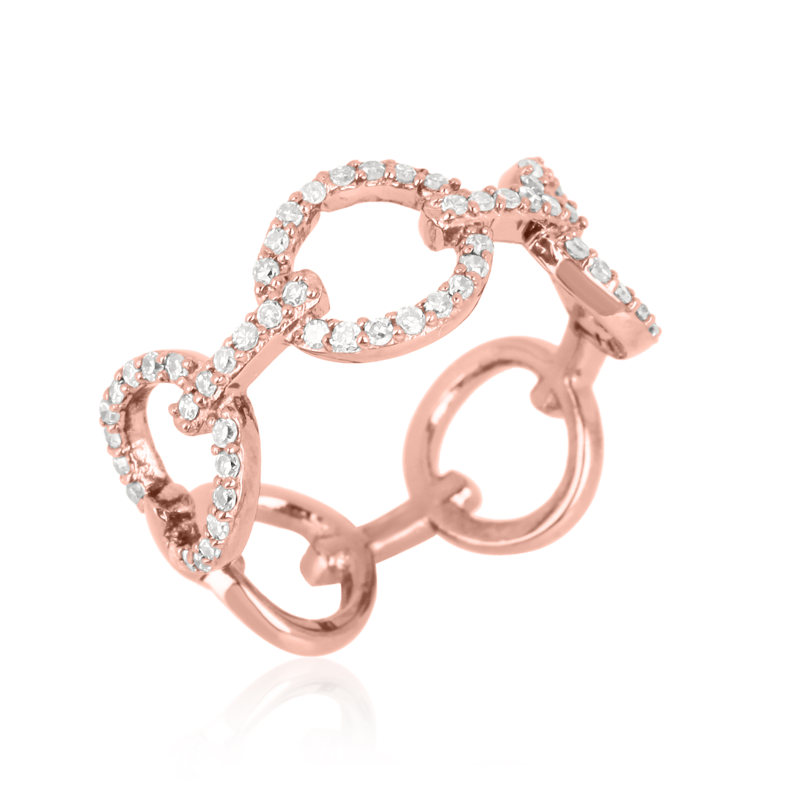 Sterling Silver Link Diamond Ring