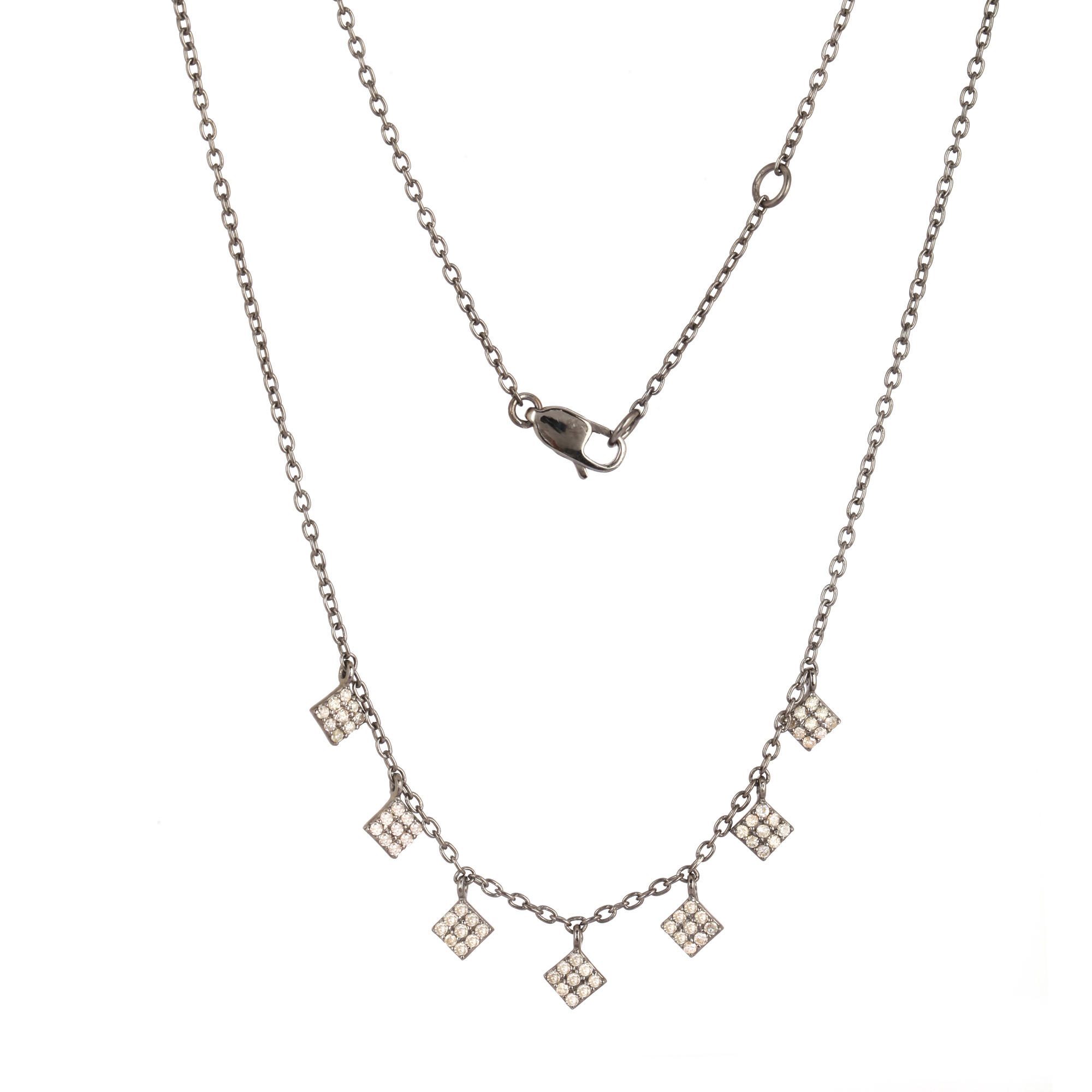 Sterling Silver Diamond shape Charm Necklace